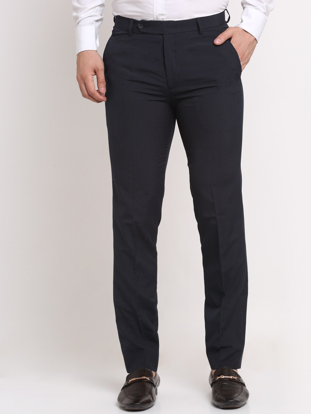 

Ennoble Men Blue Smart Slim Fit Lint Free Trousers