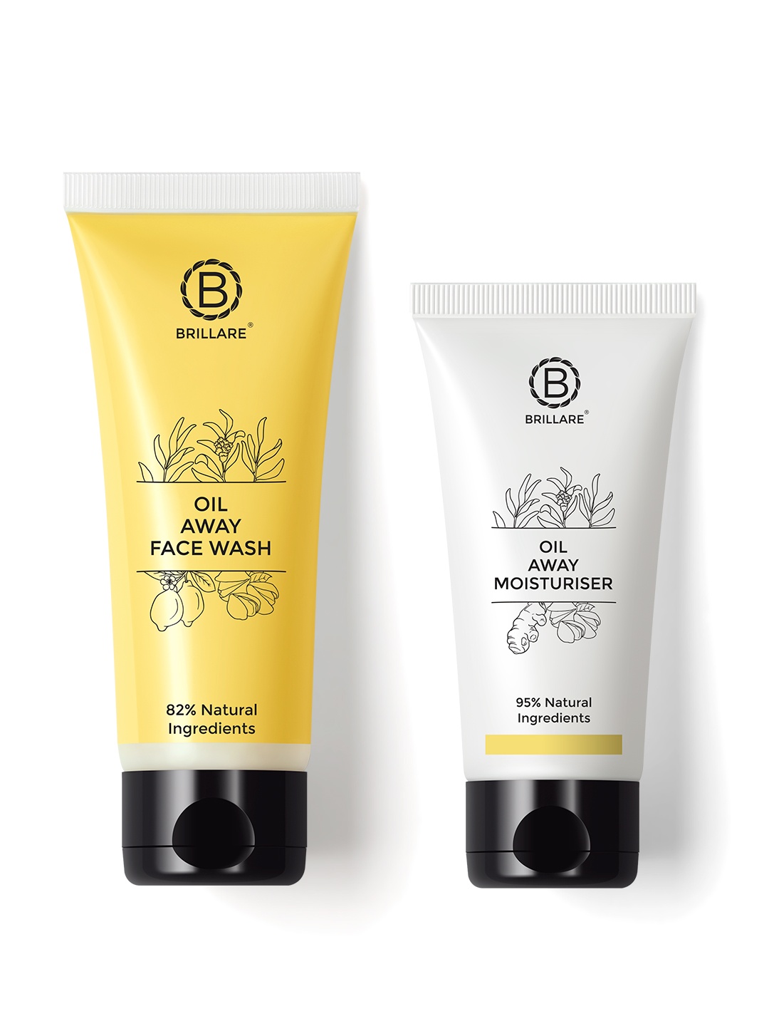 

BRILLARE Sustainable Oil Away Skin Care Set for Acne-Prone Skin - Face Wash 100ml & Moisturiser 50ml, Yellow