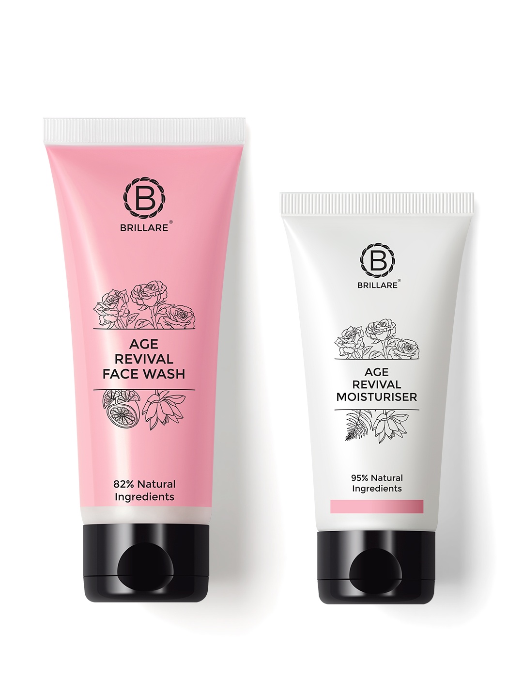 

BRILLARE Sustainable Age Revival Skin Care Set - Face Wash 100ml & Moisturiser 50ml, White