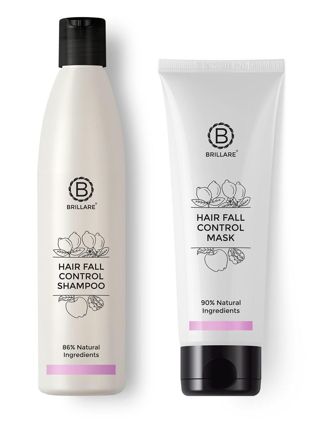 

BRILLARE Sustainable Hair Fall Control Hair Care Kit - Shampoo 300ml & Hair Mask 125g, White