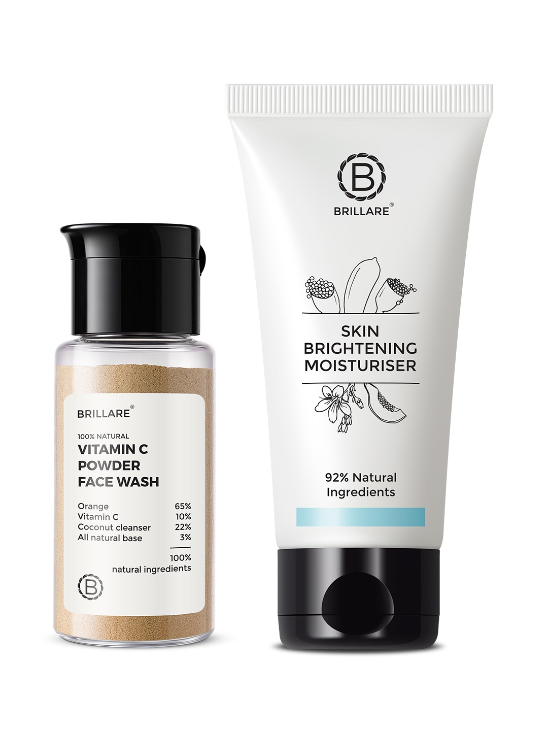 

BRILLARE Sustainable Combo of Real Vitamin C Face Wash 15 g & Skin Brightening Moisturiser 50 ml, Beige