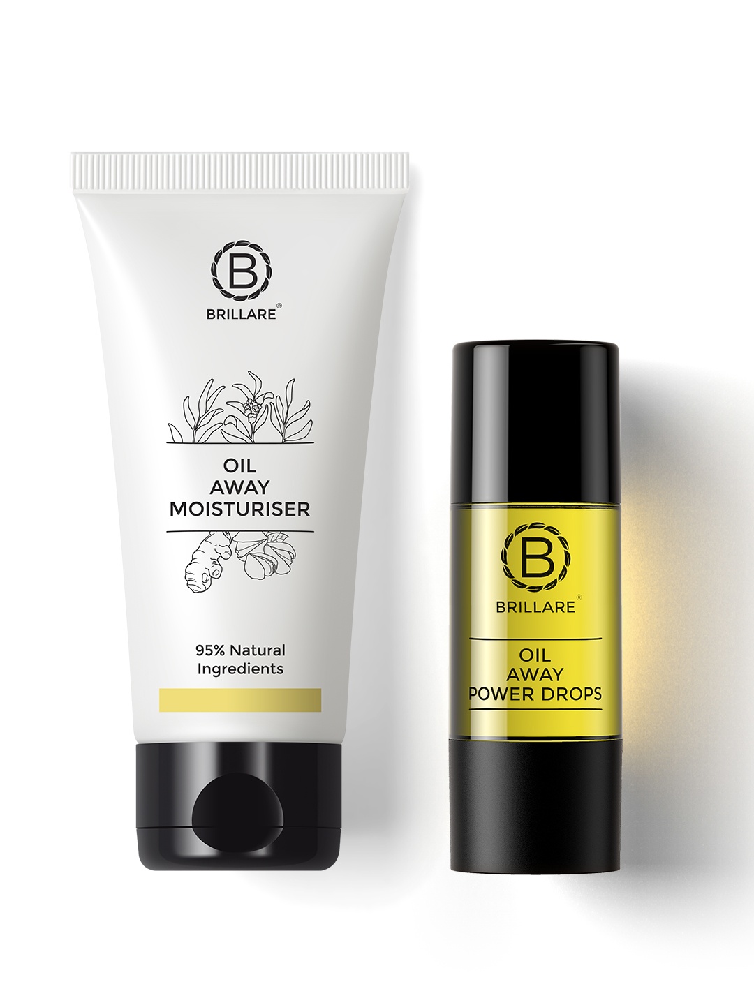 

BRILLARE Sustainable Combo of Oil Away Power Drops Serum 15 ml & Moisturiser 50 ml, Yellow