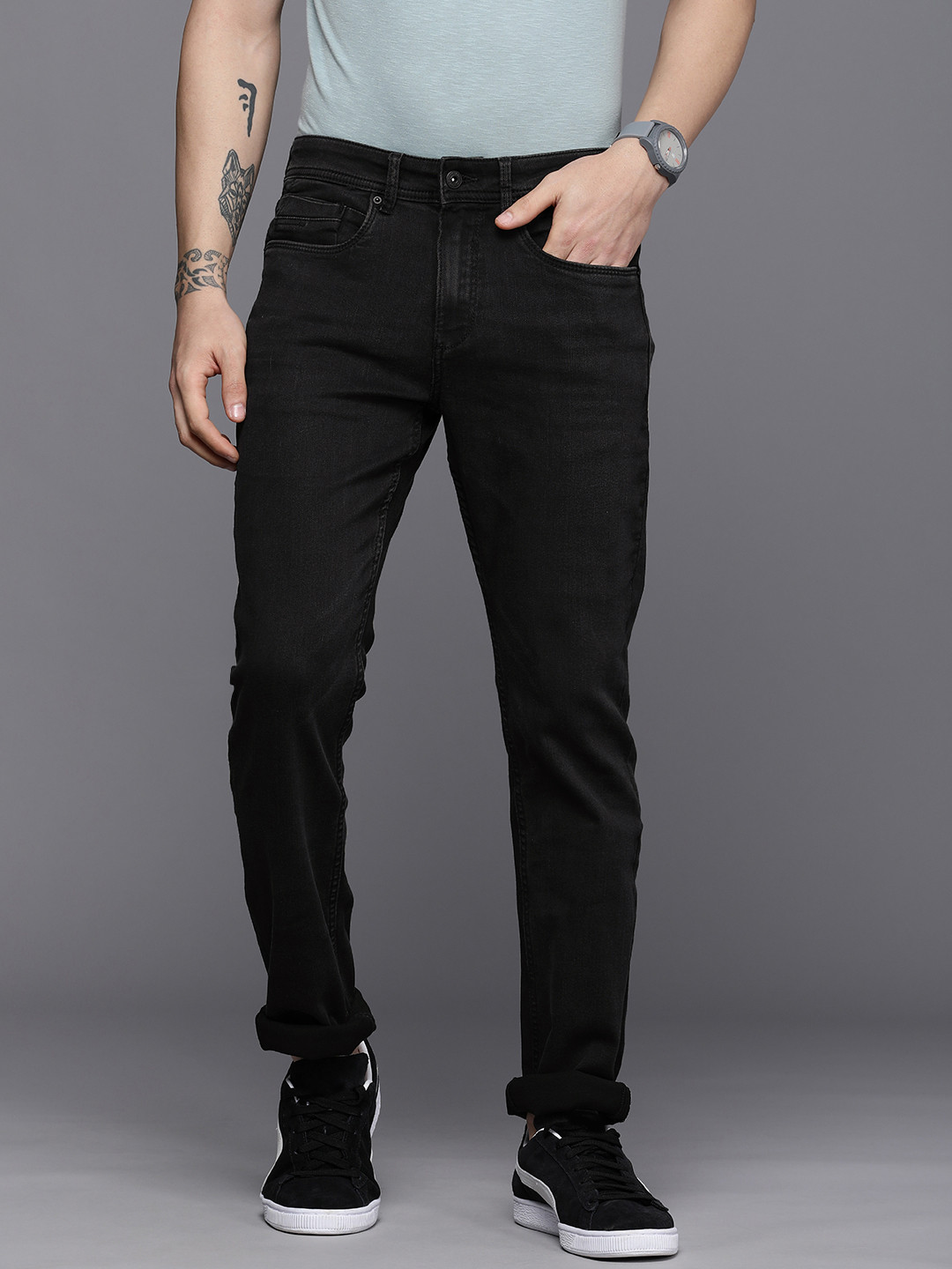 

Louis Philippe Jeans Men Black Slim Fit Mid-Rise Stretchable Jeans