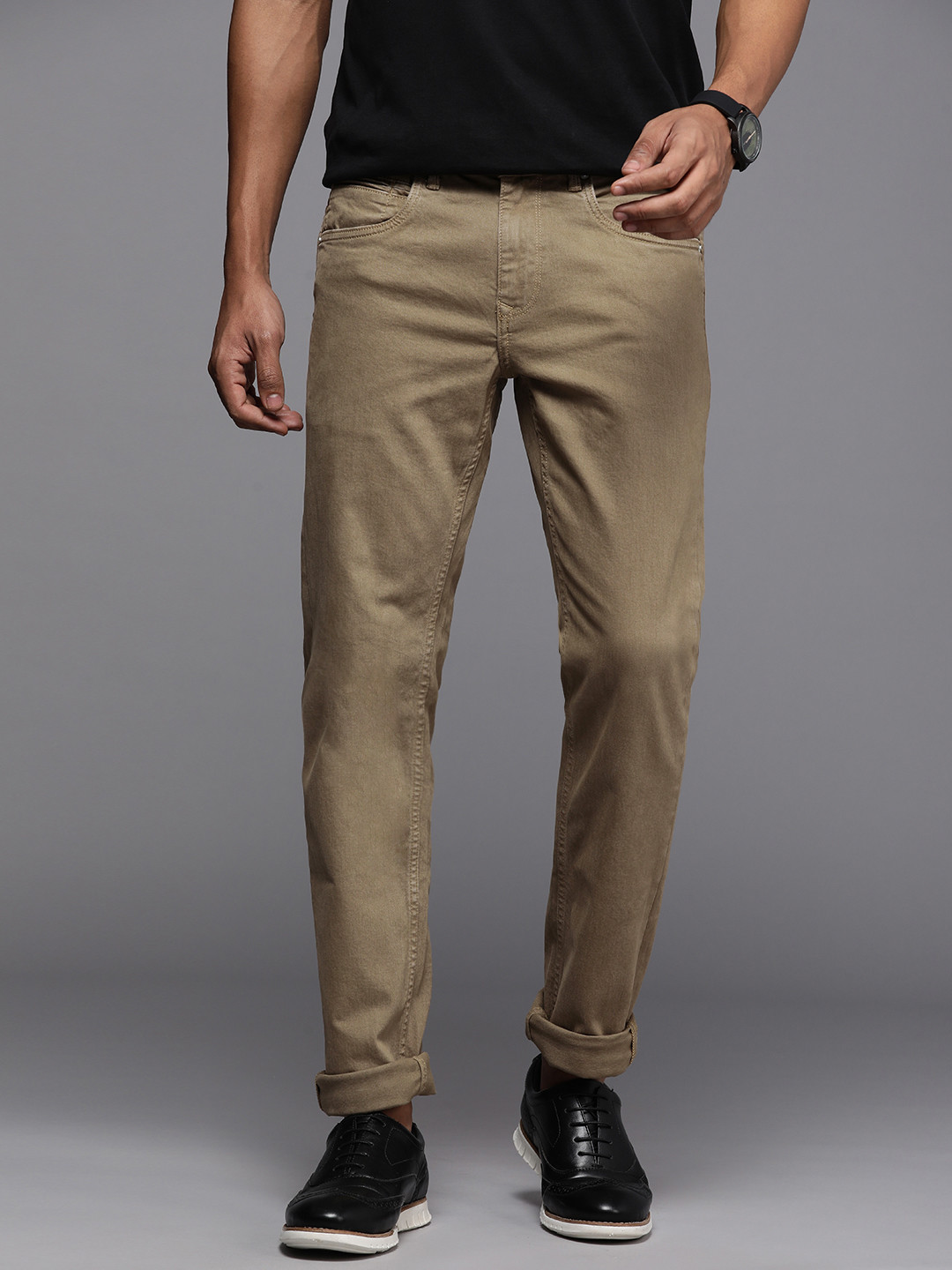 

Louis Philippe Jeans Men Beige Matt Slim Fit Low-Rise Stretchable Jeans