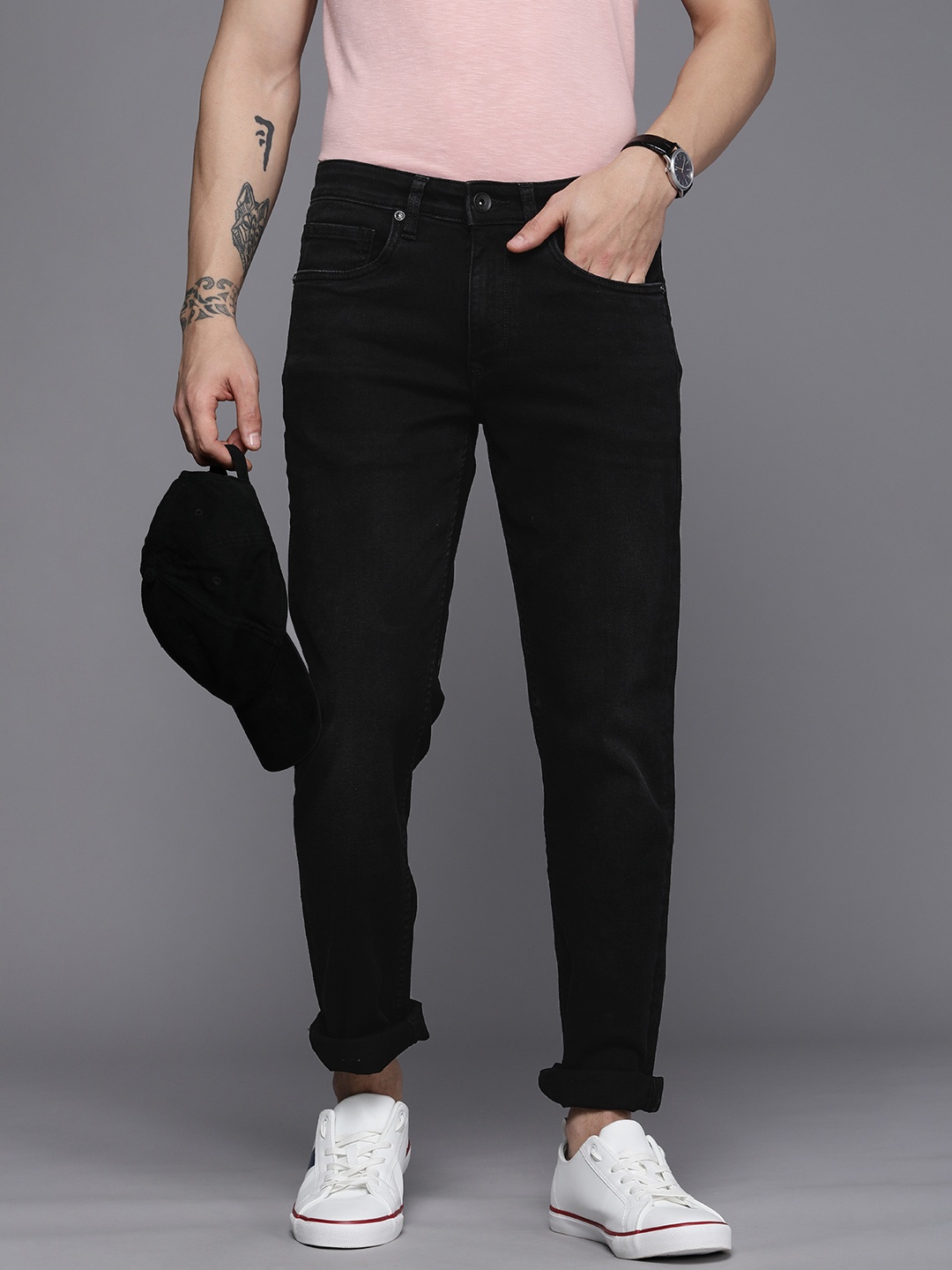 

Louis Philippe Jeans Men Black Slim Fit Low-Rise Stretchable Jeans