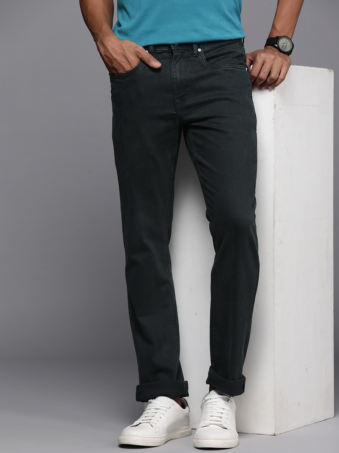 

Louis Philippe Jeans Men Black Matt Slim Fit Low-Rise Stretchable Jeans