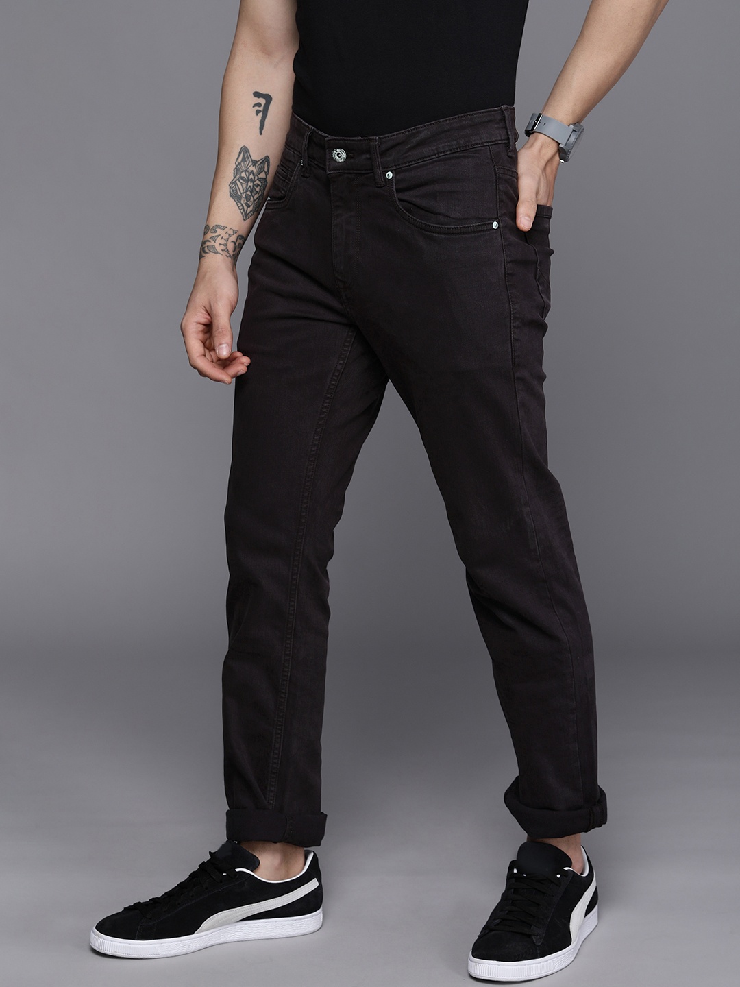 

Louis Philippe Jeans Men Brown Slim Fit Mid-Rise Stretchable Jeans