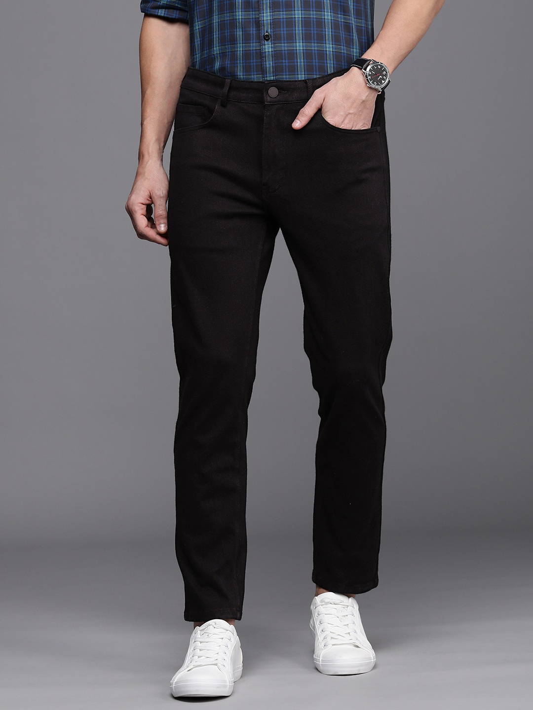 

Louis Philippe Jeans Men Black Slim Fit Low-Rise Stretchable Jeans
