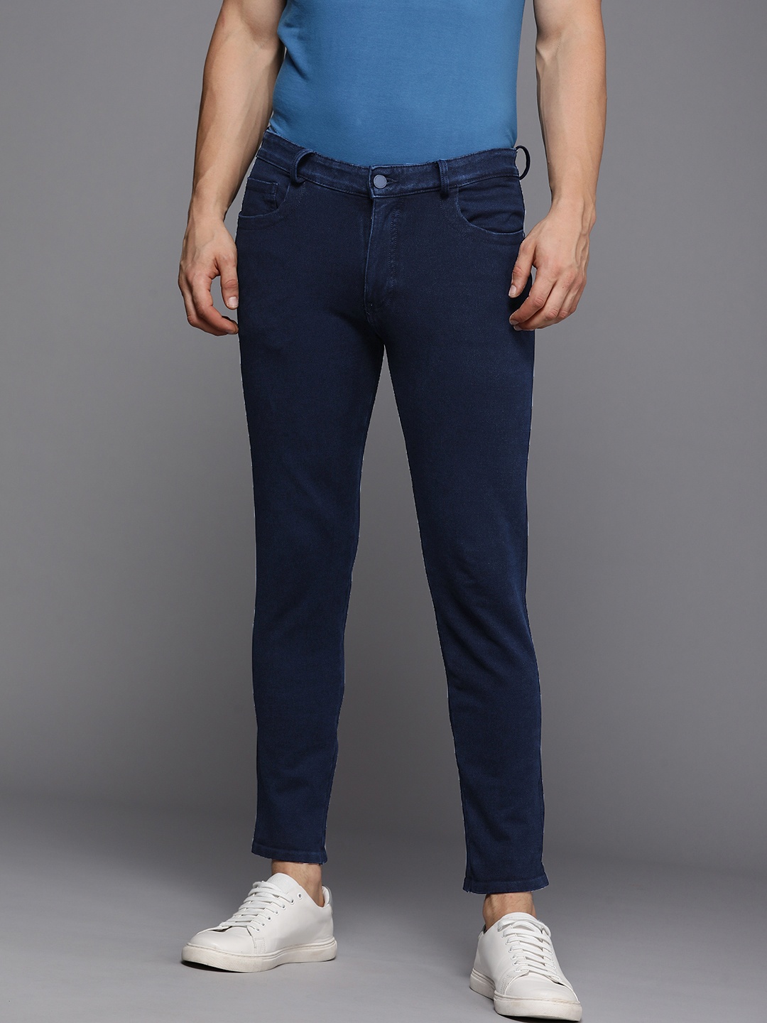 

Louis Philippe Jeans Men Navy Blue Ath Fit Low-Rise Stretchable Jeans