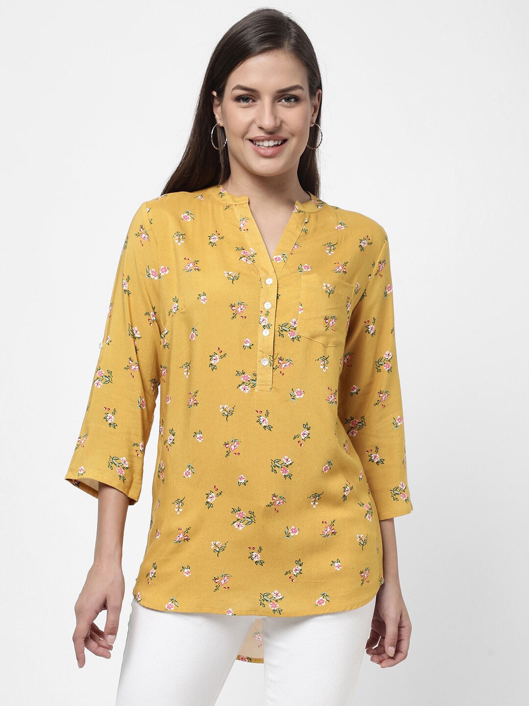 

R&B Women Yellow Printed Tunic