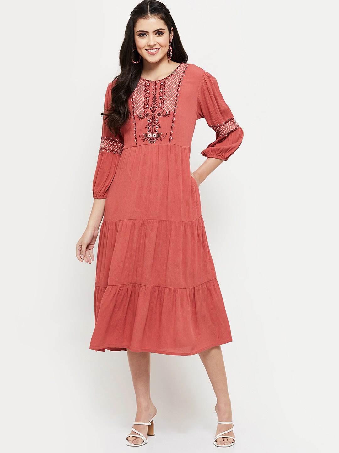 

max Brown & burnt sienna A-Line Midi Dress