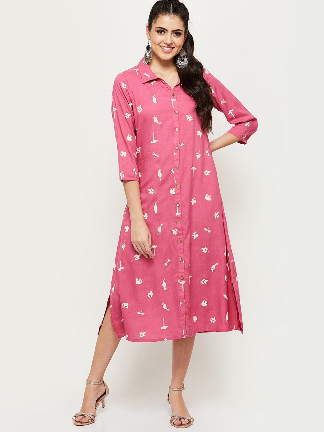 

max Pale red violet Shirt Midi Dress, Blue