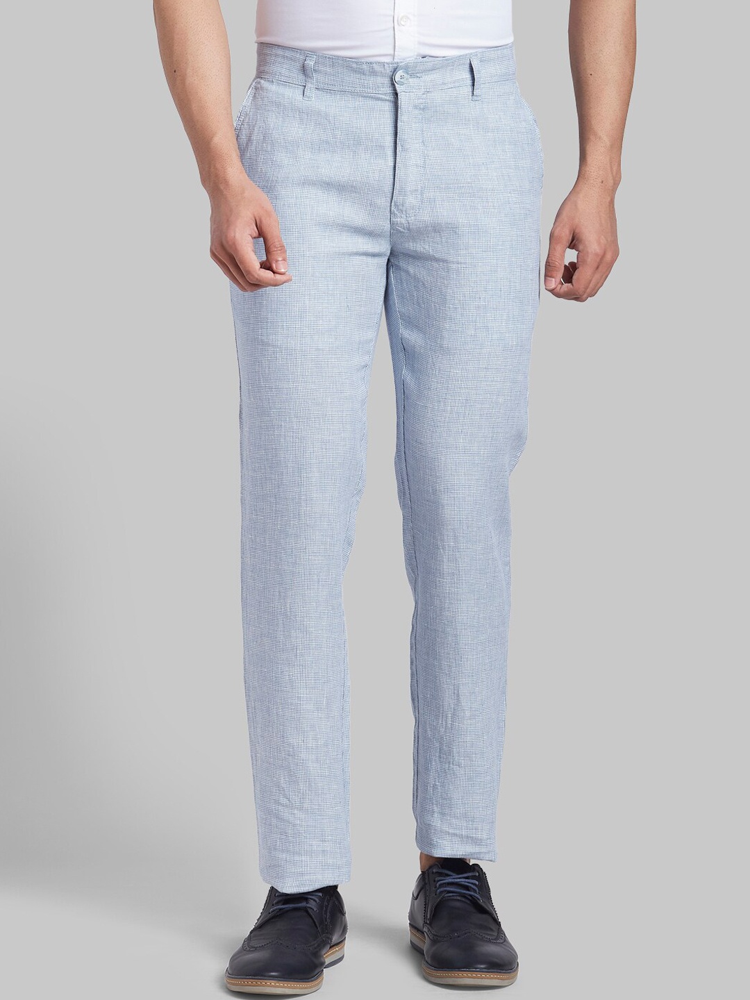 

Parx Men Blue Textured Tapered Fit Trousers