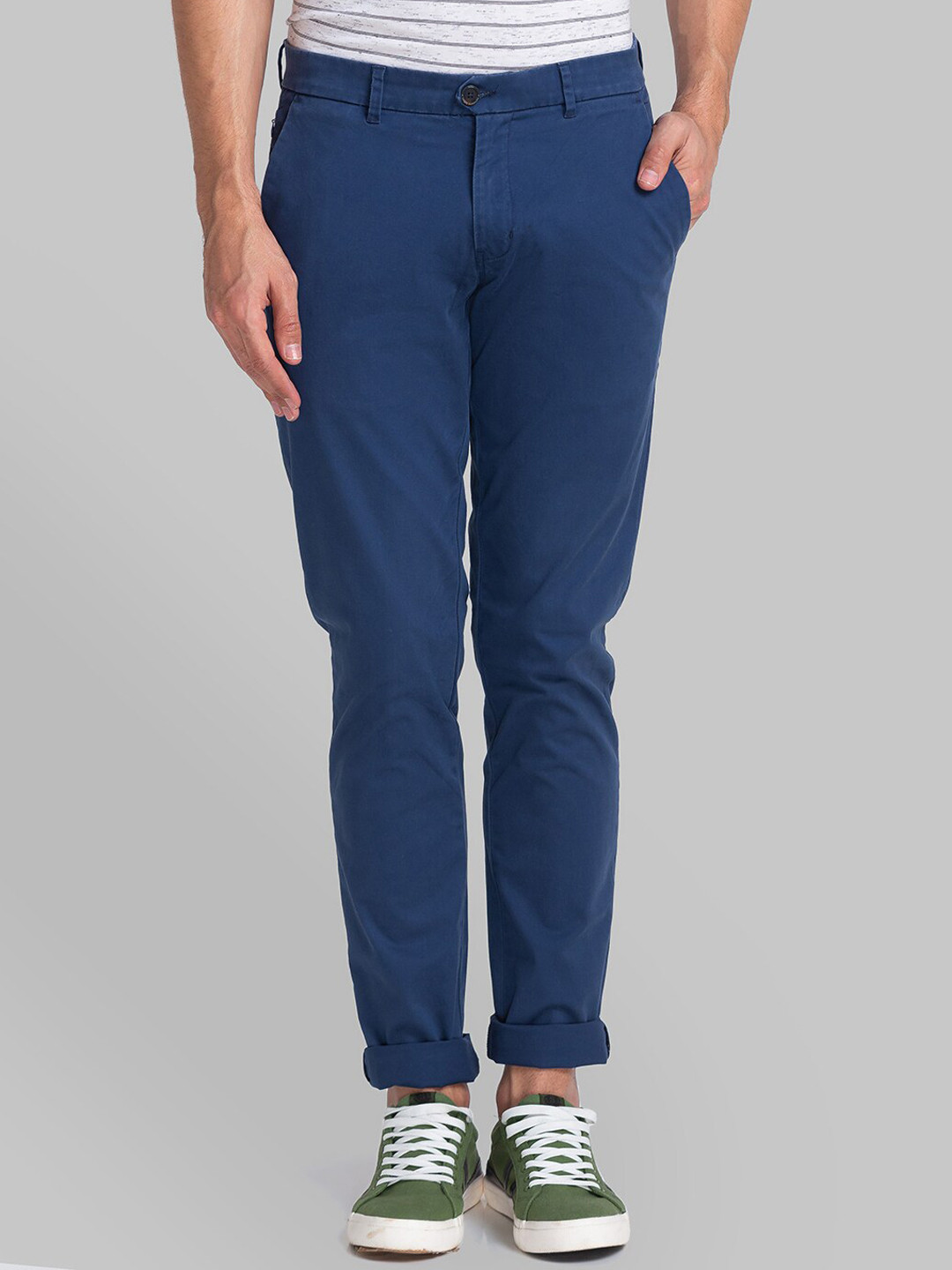 

Parx Men Blue Tapered Fit Chinos Trousers