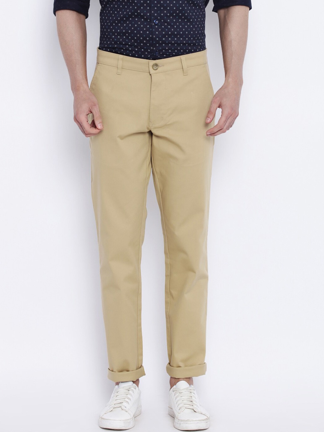 

Parx Men Khaki Tapered Fit Chinos Trousers