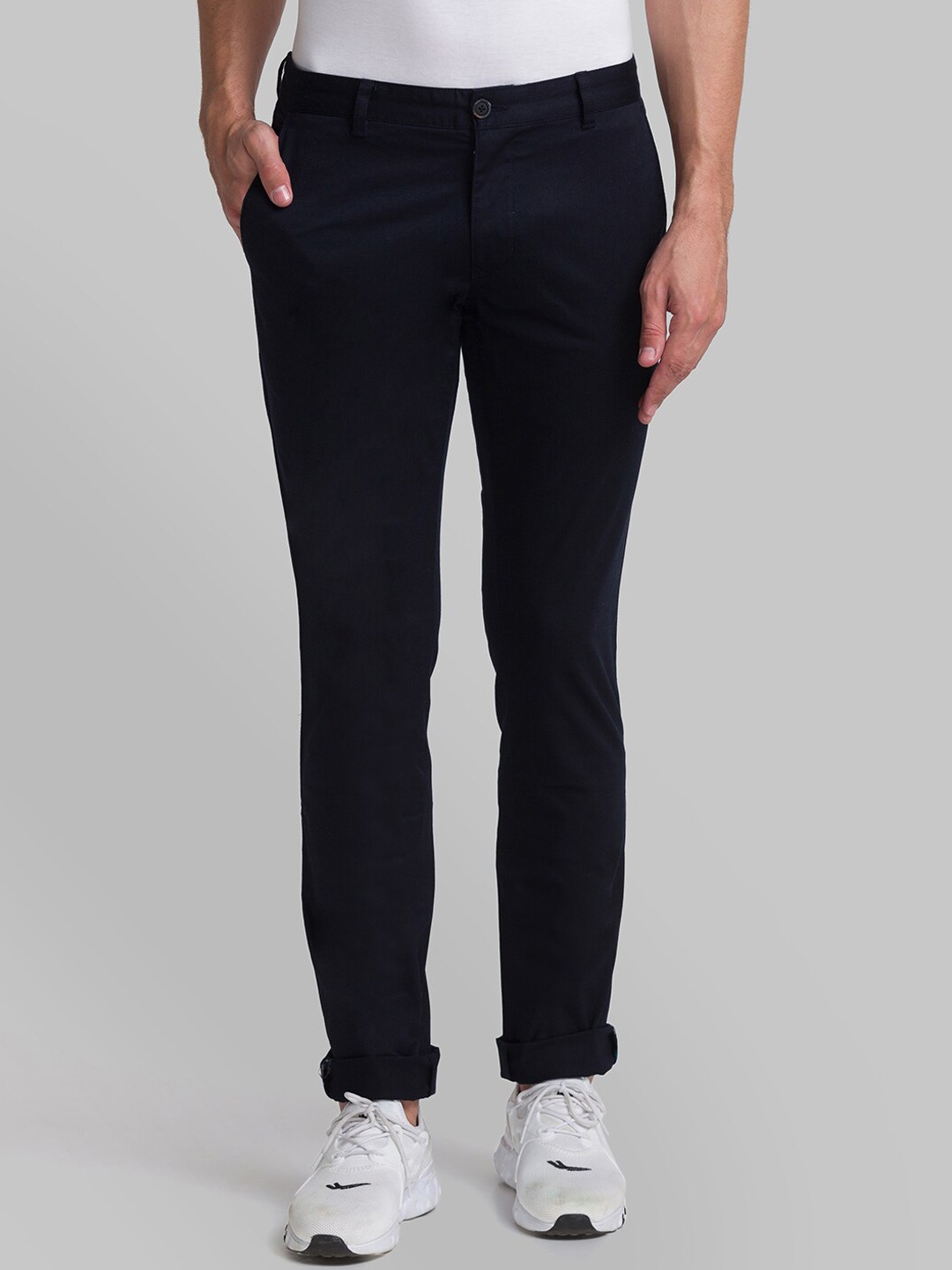 

Parx Men Blue Mid Rise Tapered Fit Trousers