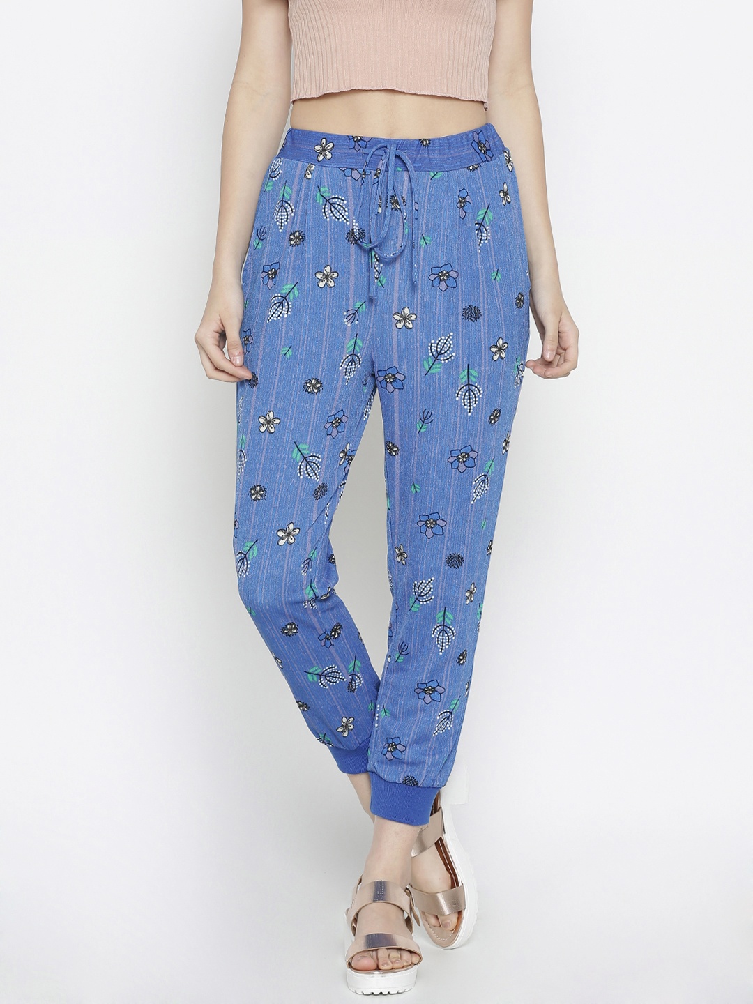 

Global Desi Women Blue Printed Trousers