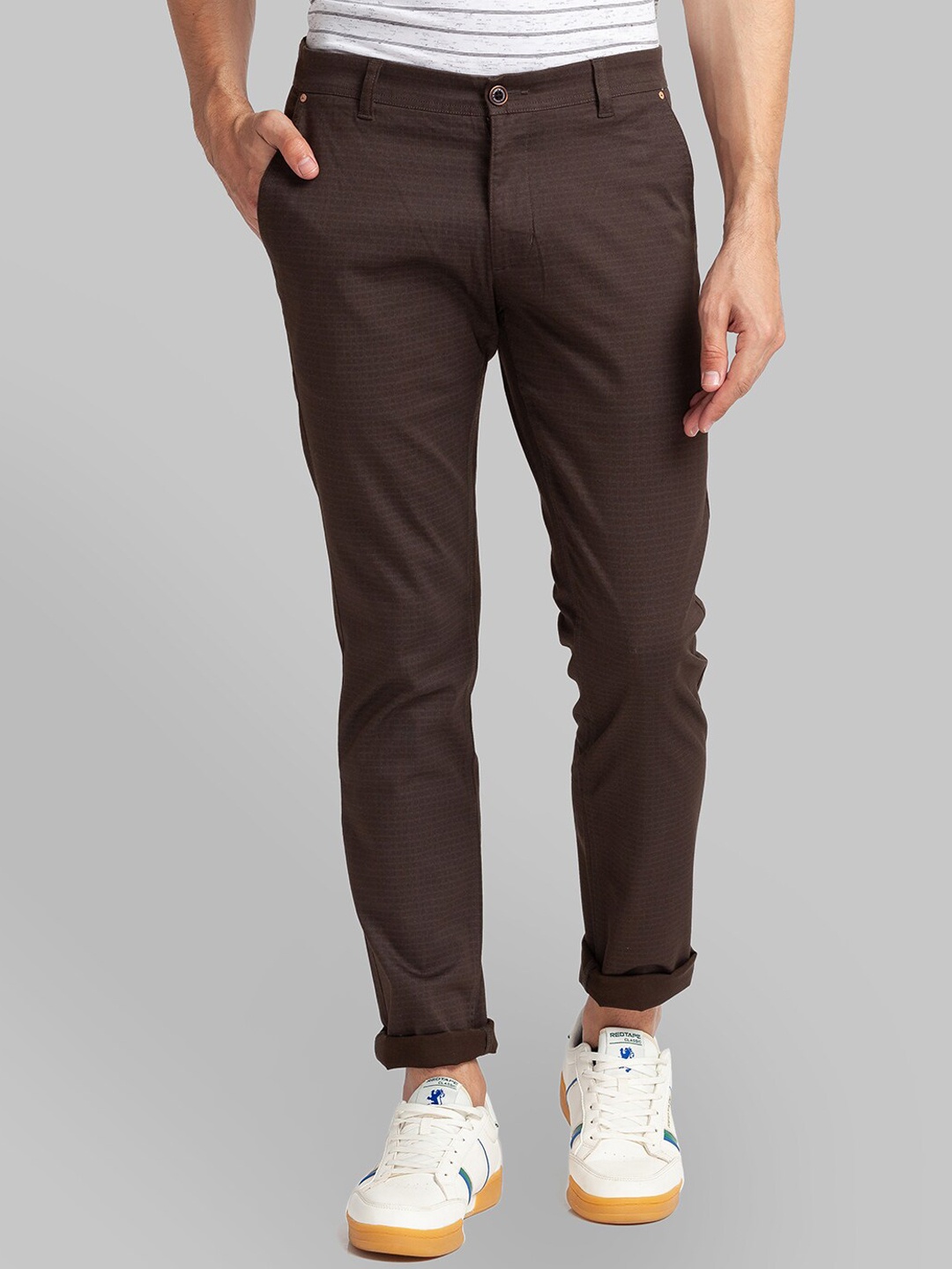 

Parx Men Brown Tapered Fit Trousers