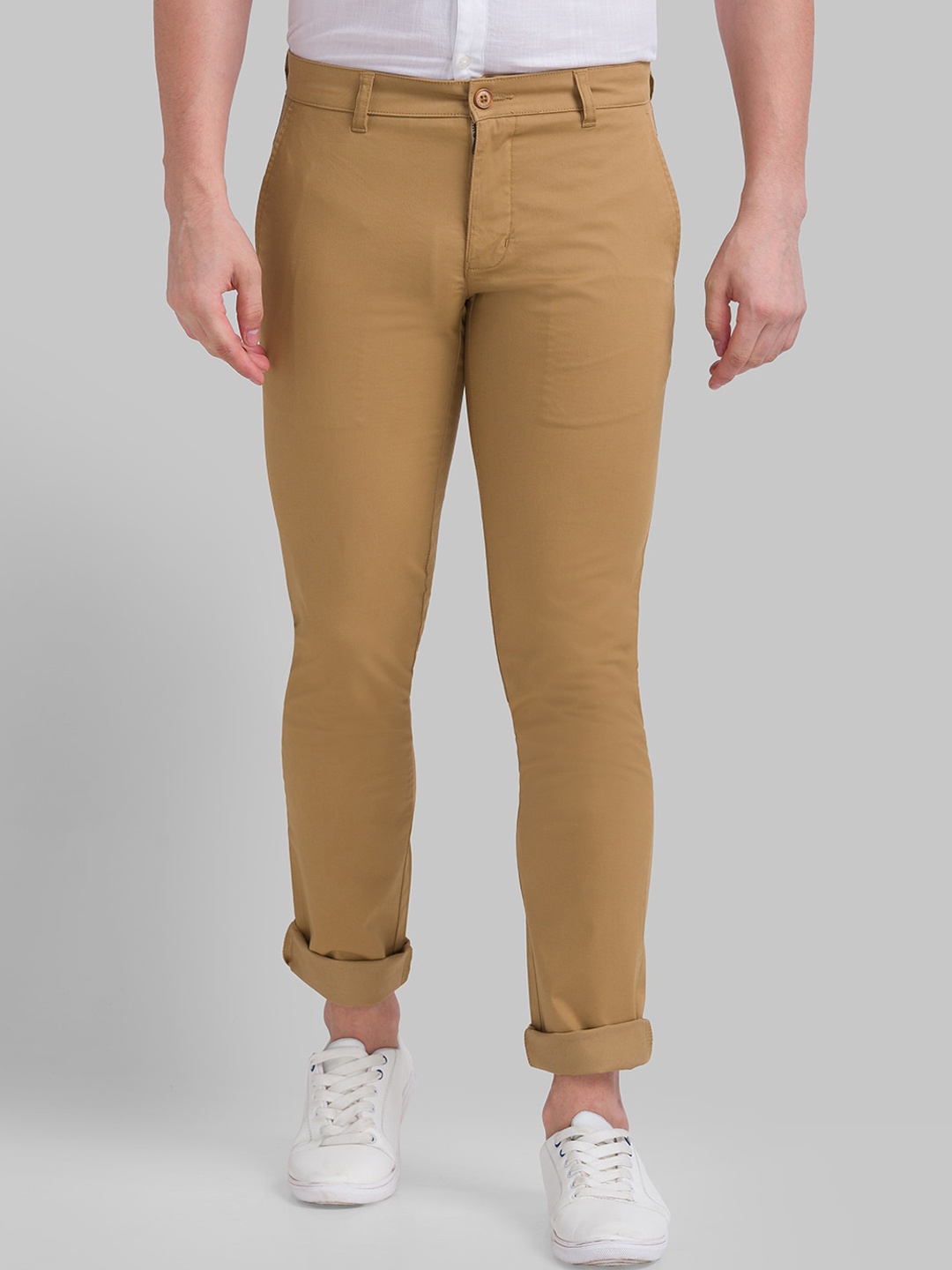 

Parx Men Khaki Solid Cotton Tapered Fit Trousers
