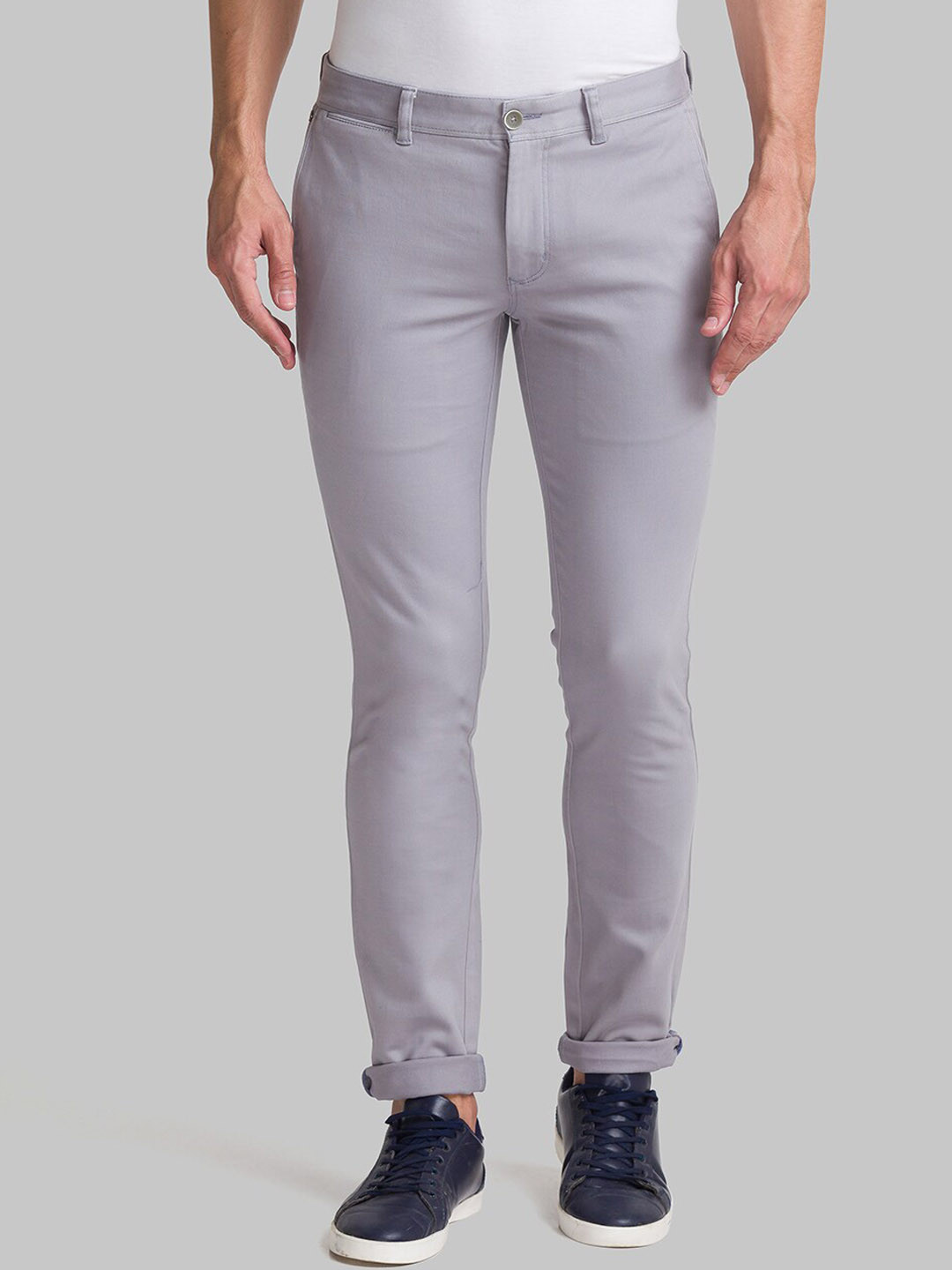 

Parx Men Grey Slim Fit Trousers