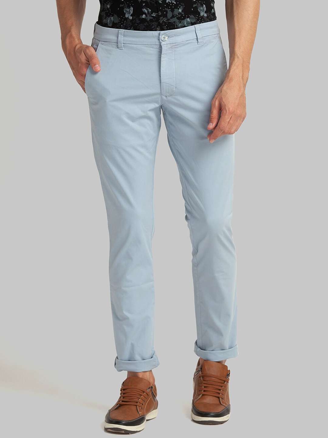 

Parx Men Medium Blue Tapered Fit Trousers