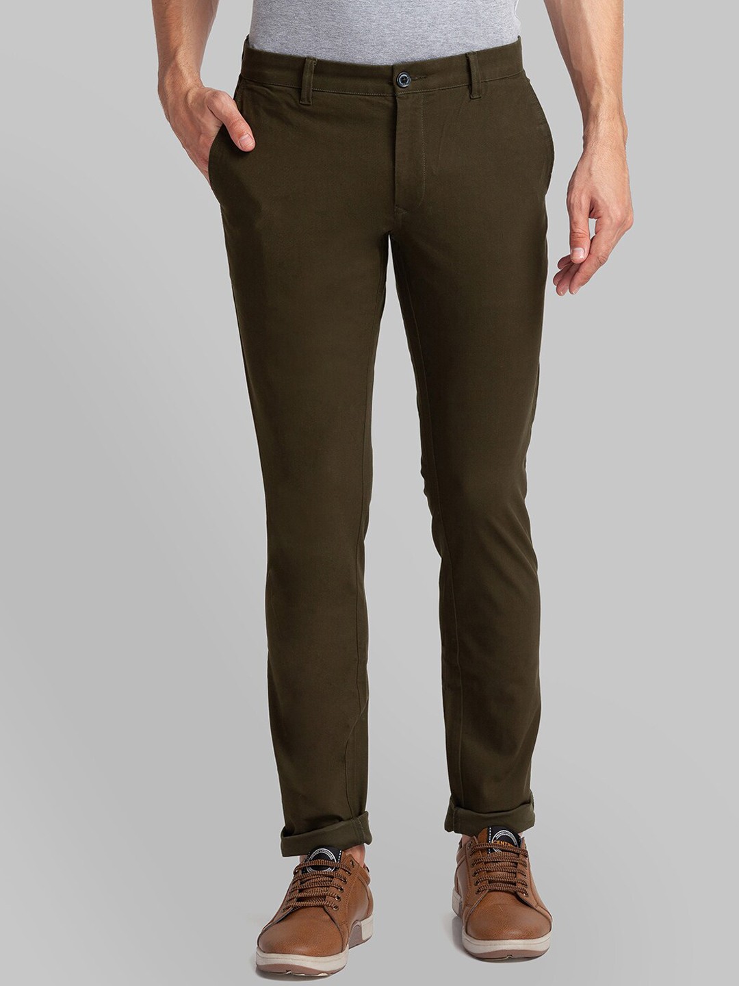 

Parx Men Green Tapered Fit Trousers