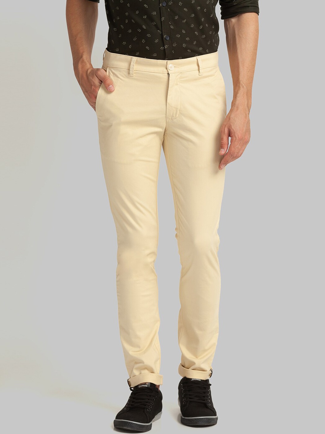 

Parx Men Khaki Slim Fit Chinos Trousers