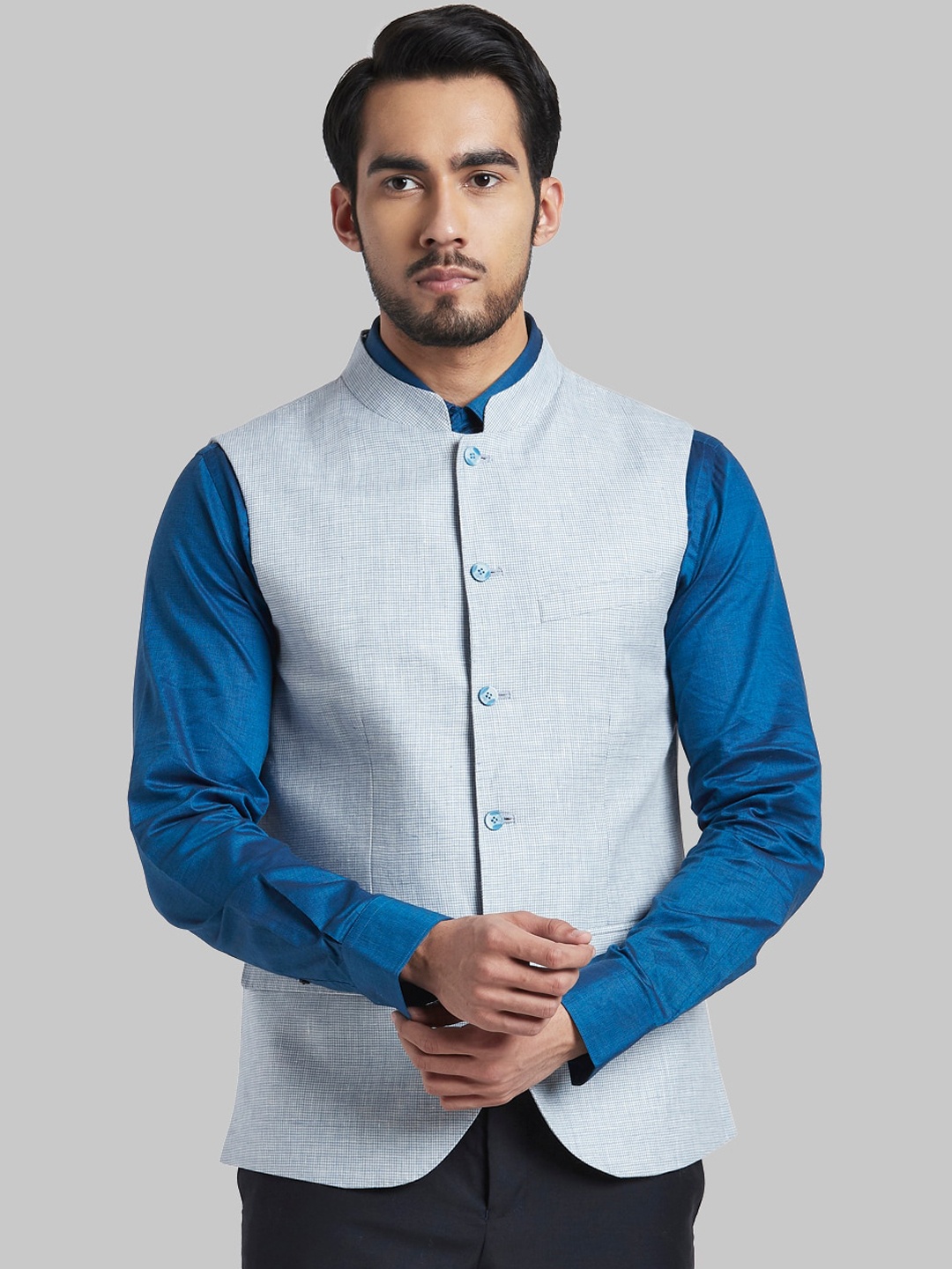 

Parx Men Blue Solid Nehru Jacket