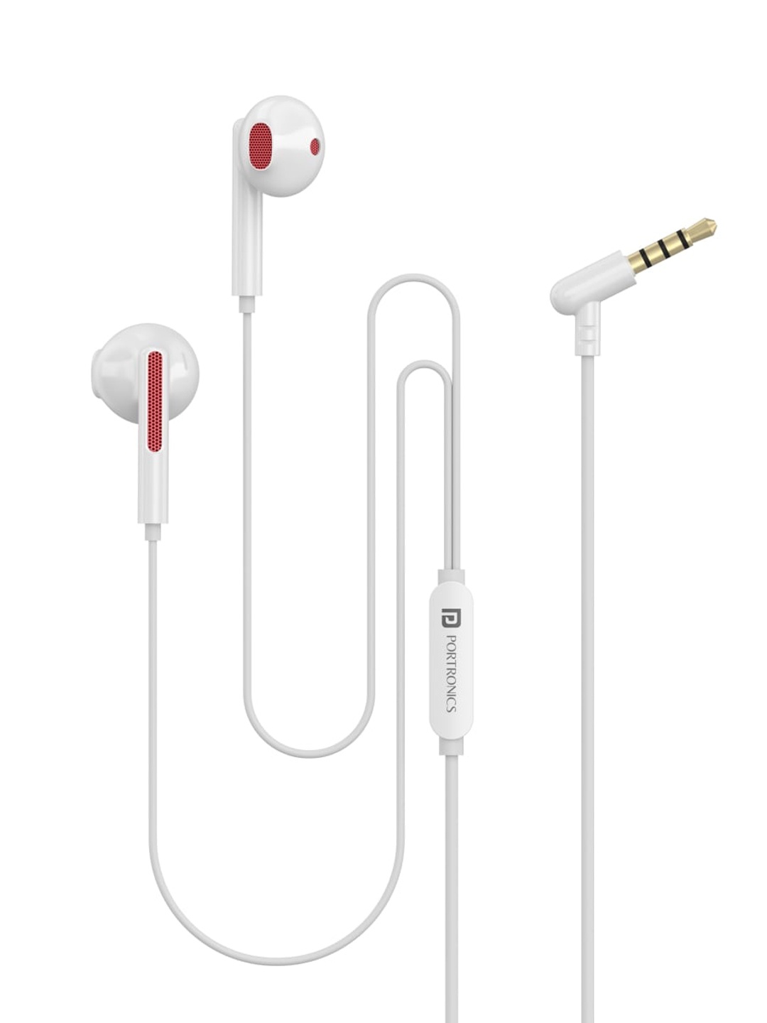 

Portronics White & Red Solid In Ear Wired Earphones with Mic