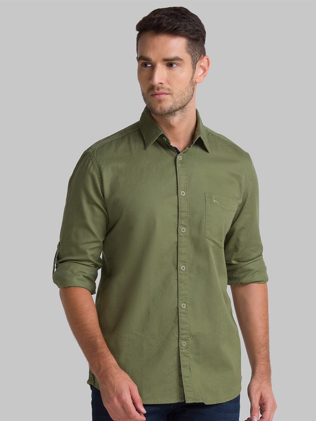 

Parx Men Green Slim Fit Pure Cotton Casual Shirt