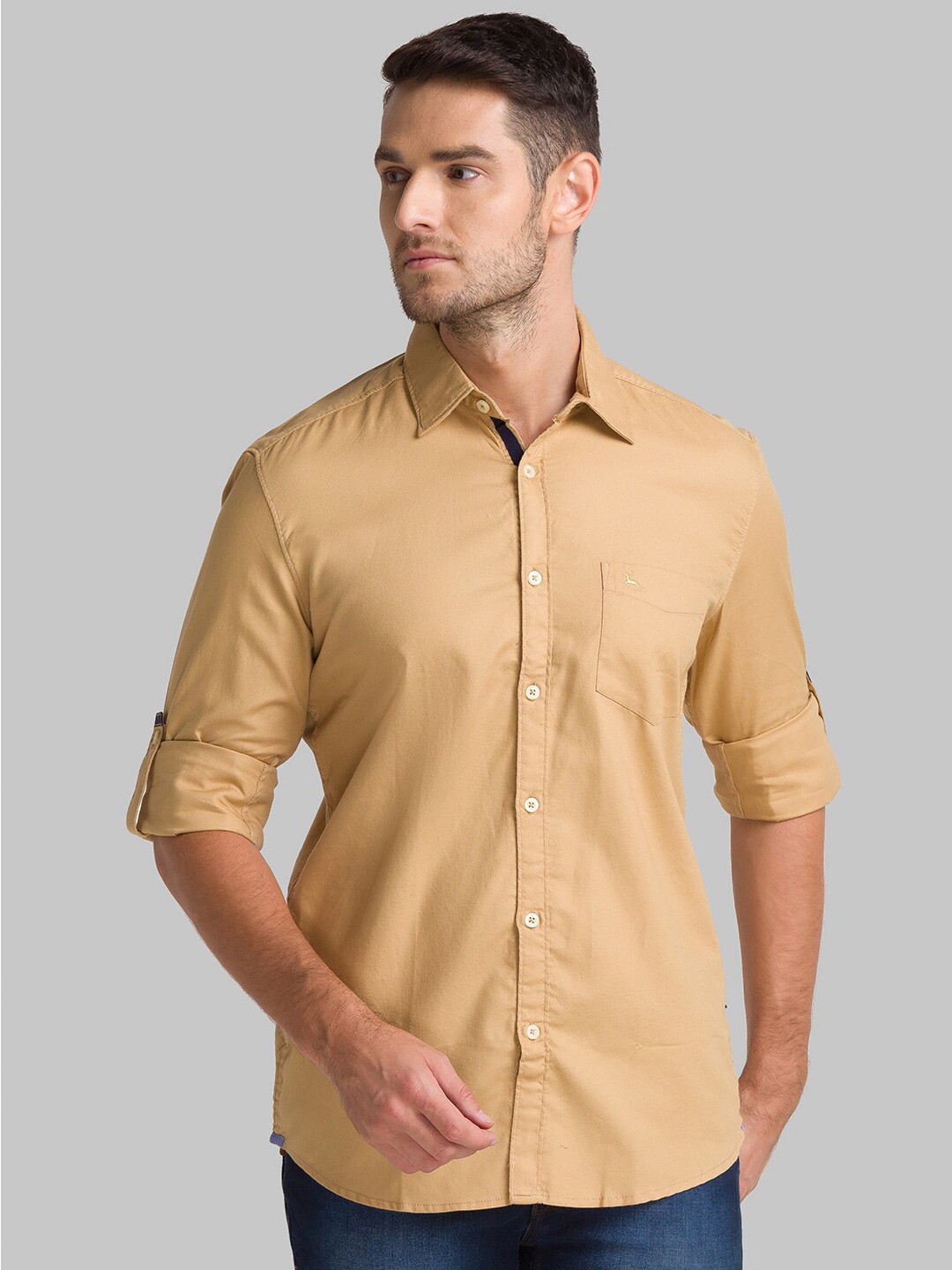 

Parx Men Beige Slim Fit Casual Shirt