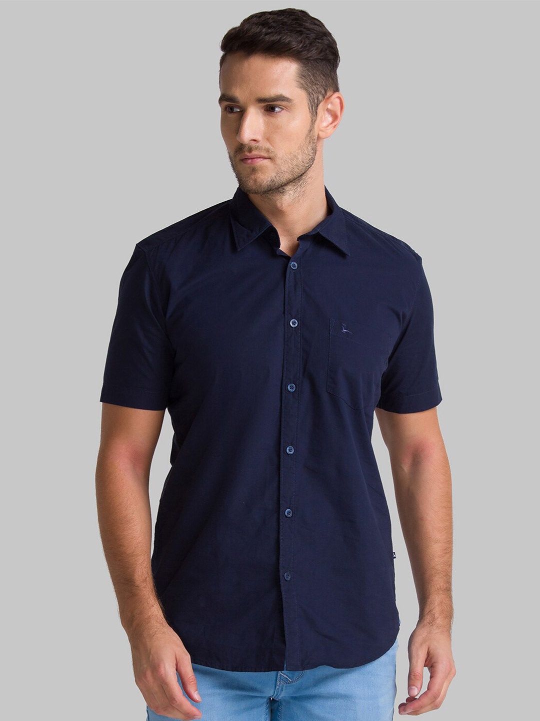 

Parx Men Navy Blue Slim Fit Casual Shirt