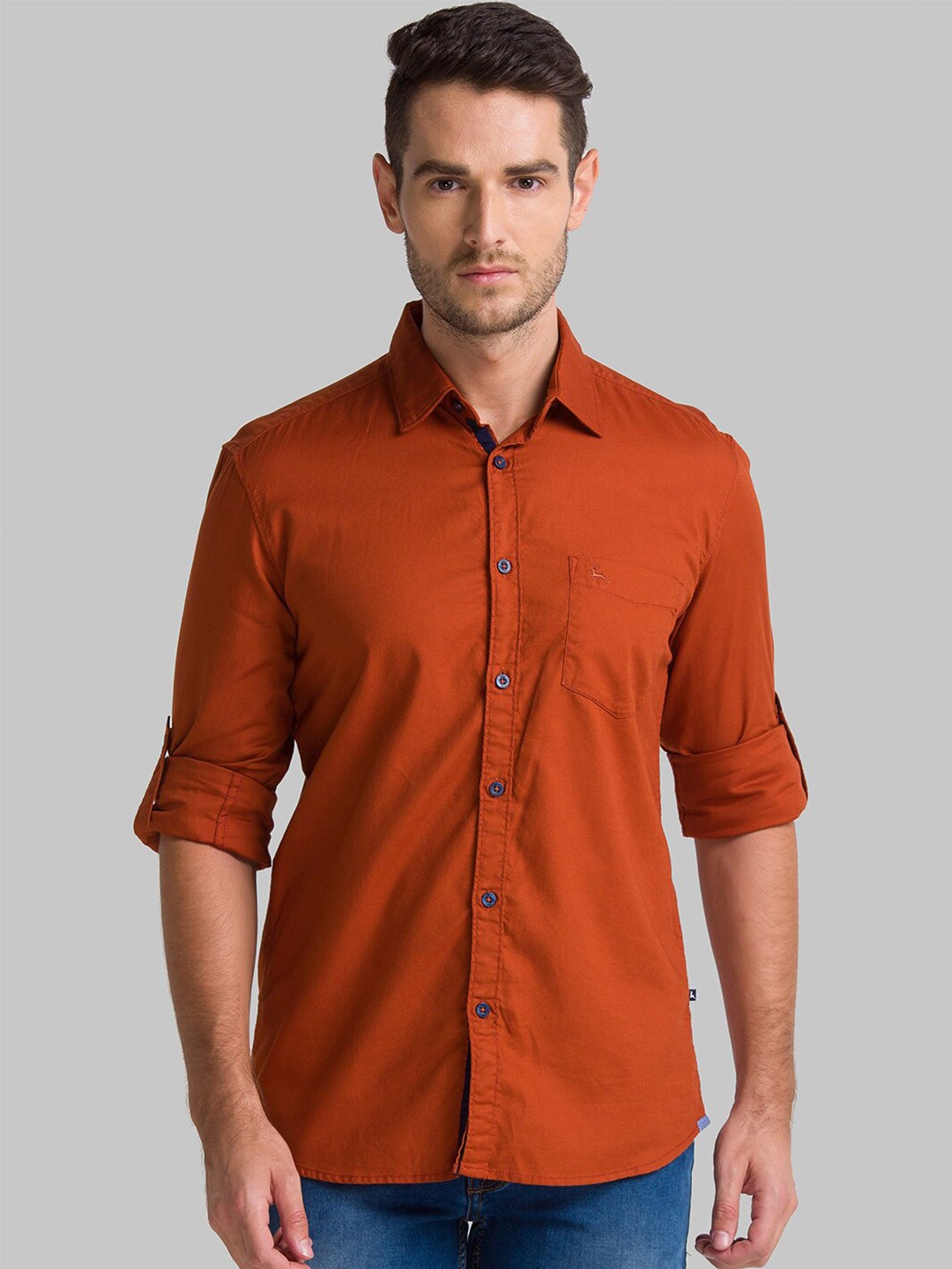 

Parx Men Orange Slim Fit Casual Shirt