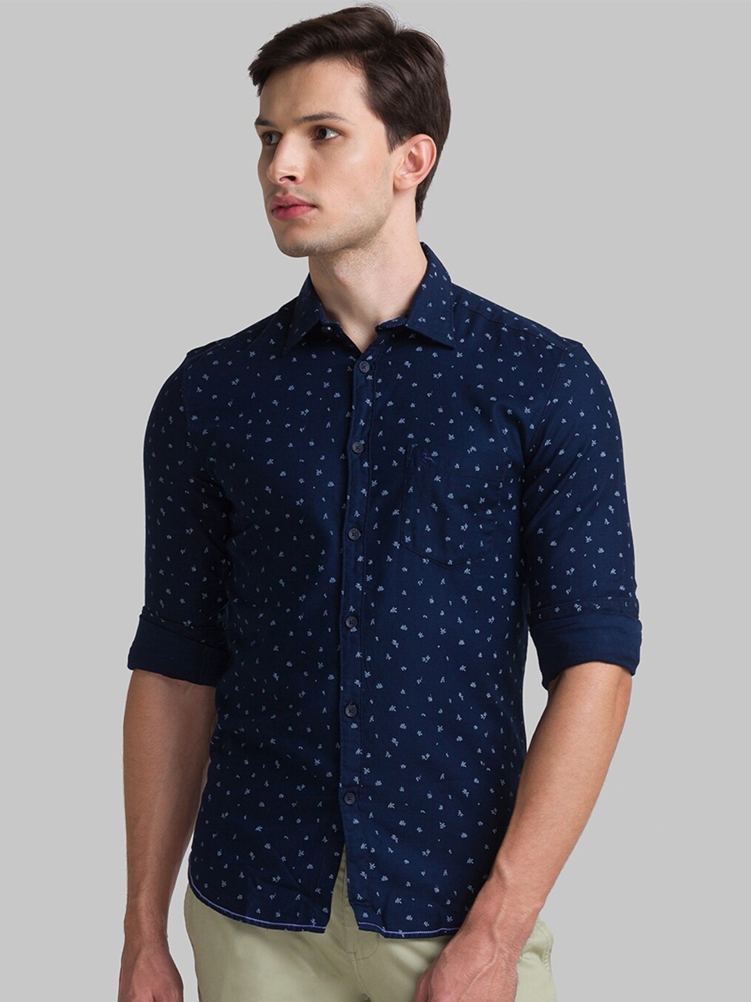 

Parx Men Blue Slim Fit Printed Casual Shirt