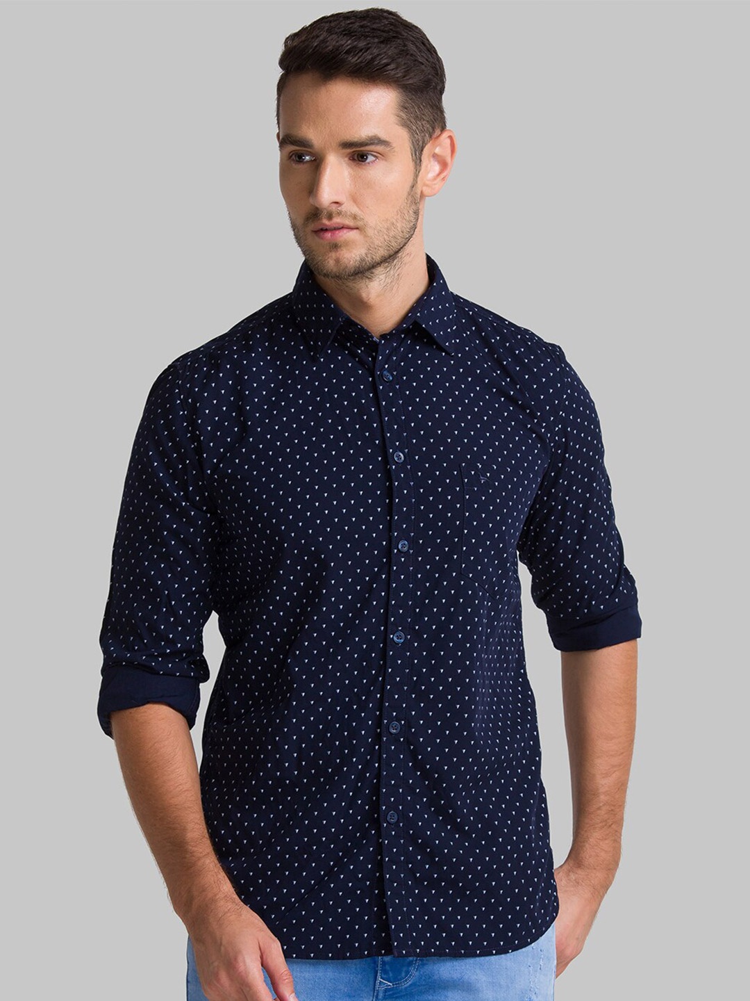 

Parx Men Blue Slim Fit Printed Casual Shirt