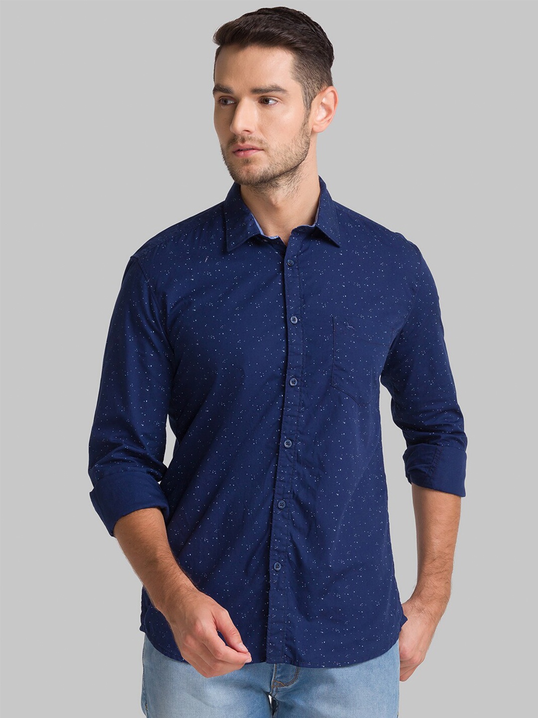 

Parx Men Blue Slim Fit Printed Casual Shirt