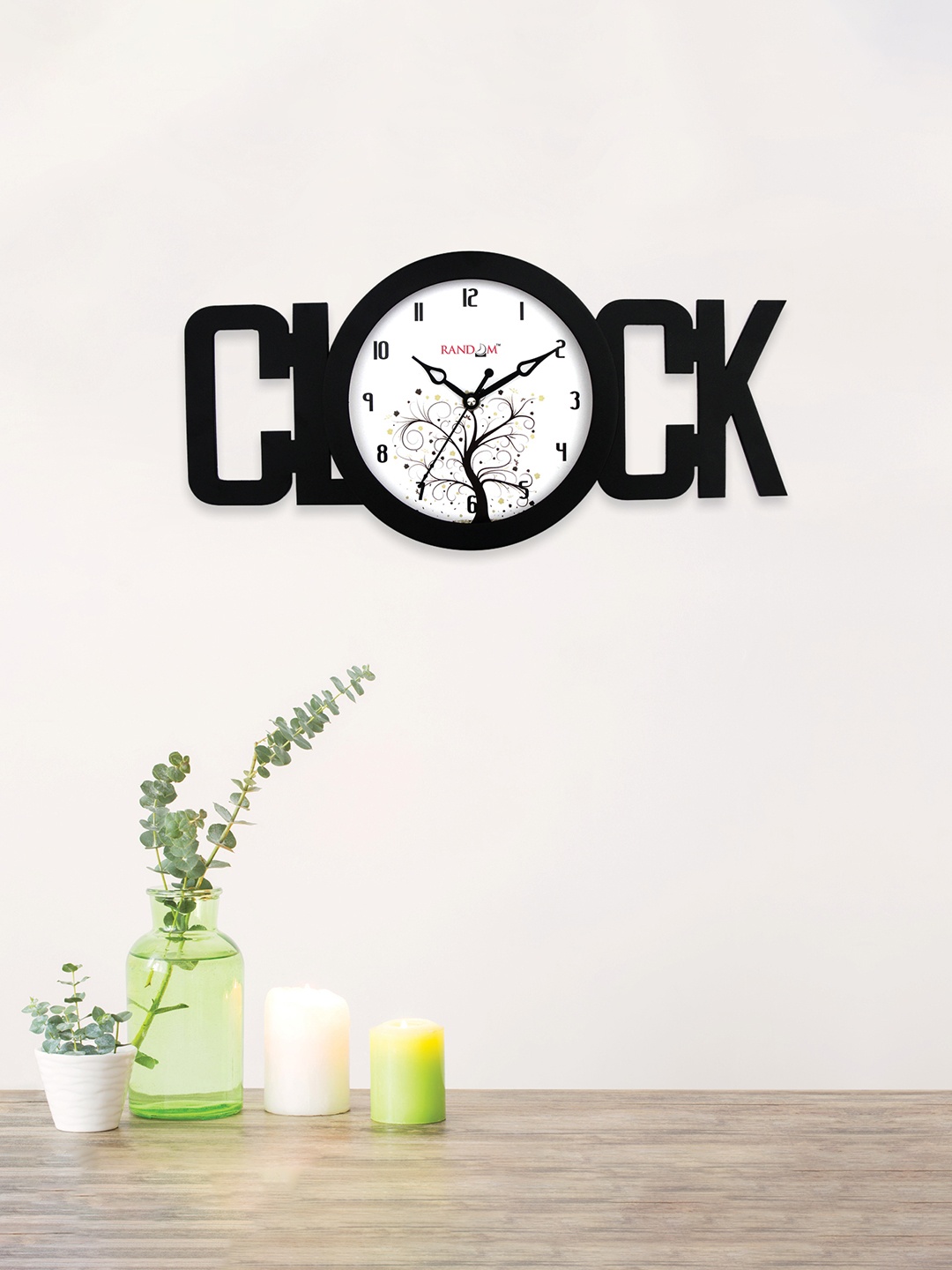 

RANDOM White & Black Dial Asymmetric Wooden Analogue Wall Clock