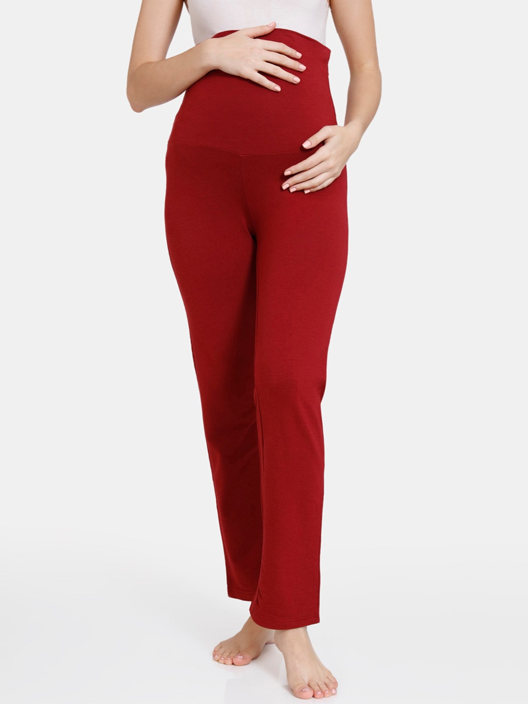 

Coucou Women Red Bamboo Cotton Pure Cotton Maternity Lounge Pants