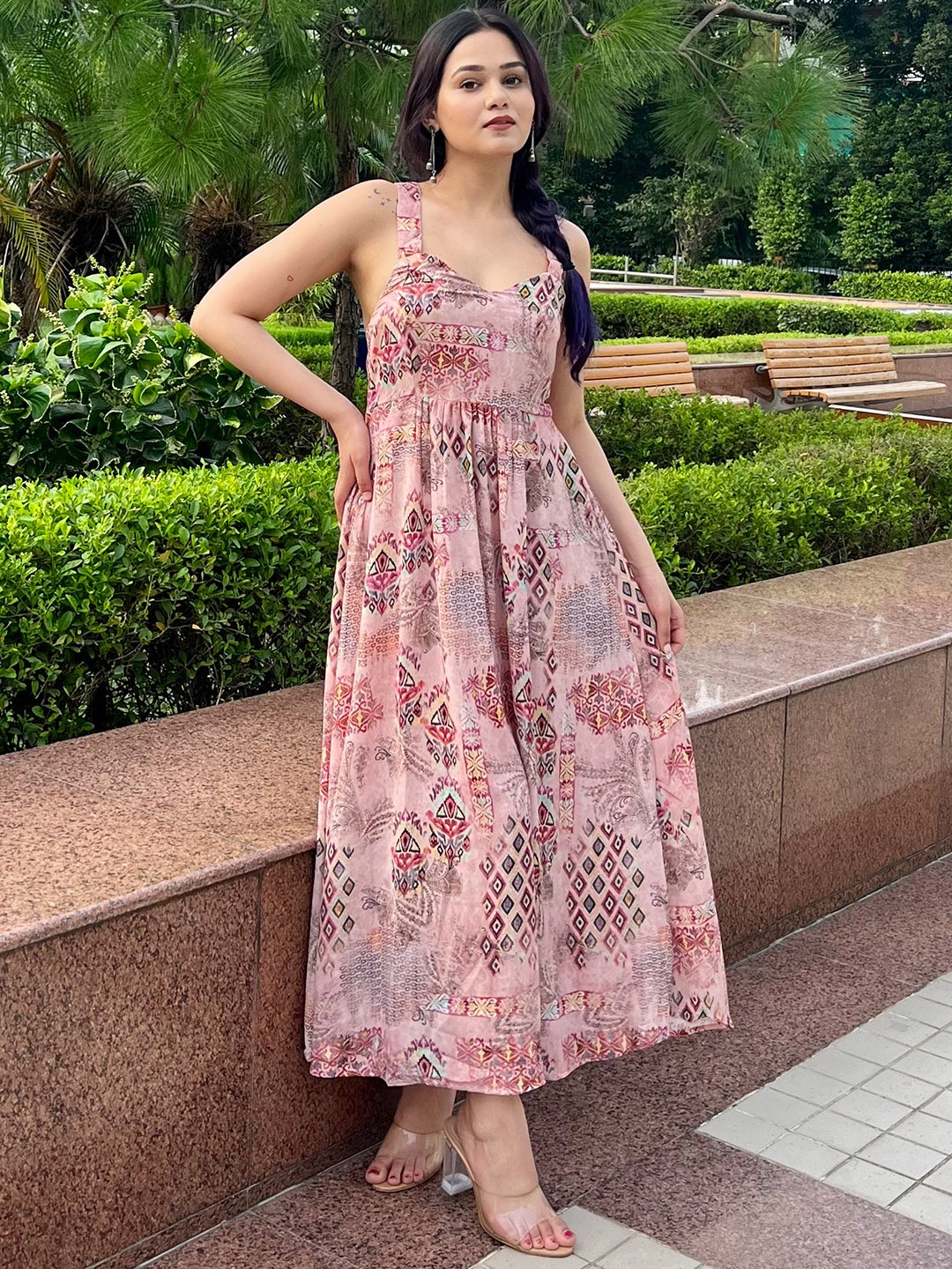 

Libas Women Pink Abstract Indie Gal Dress