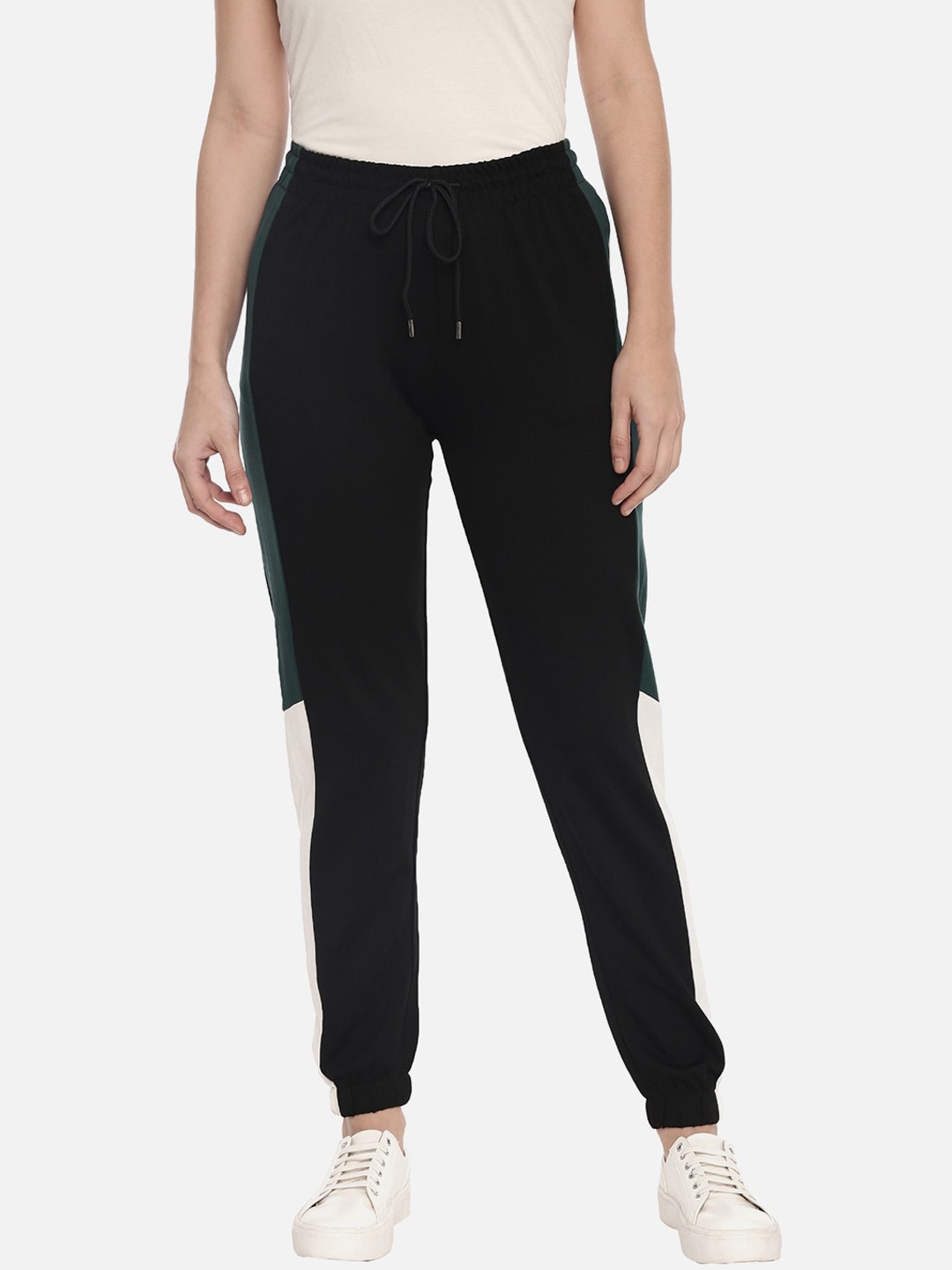 

R&B Women Black & Green Joggers With Side Panel