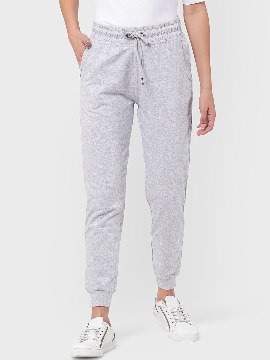 

R&B Women Grey Solid Cotton Joggers