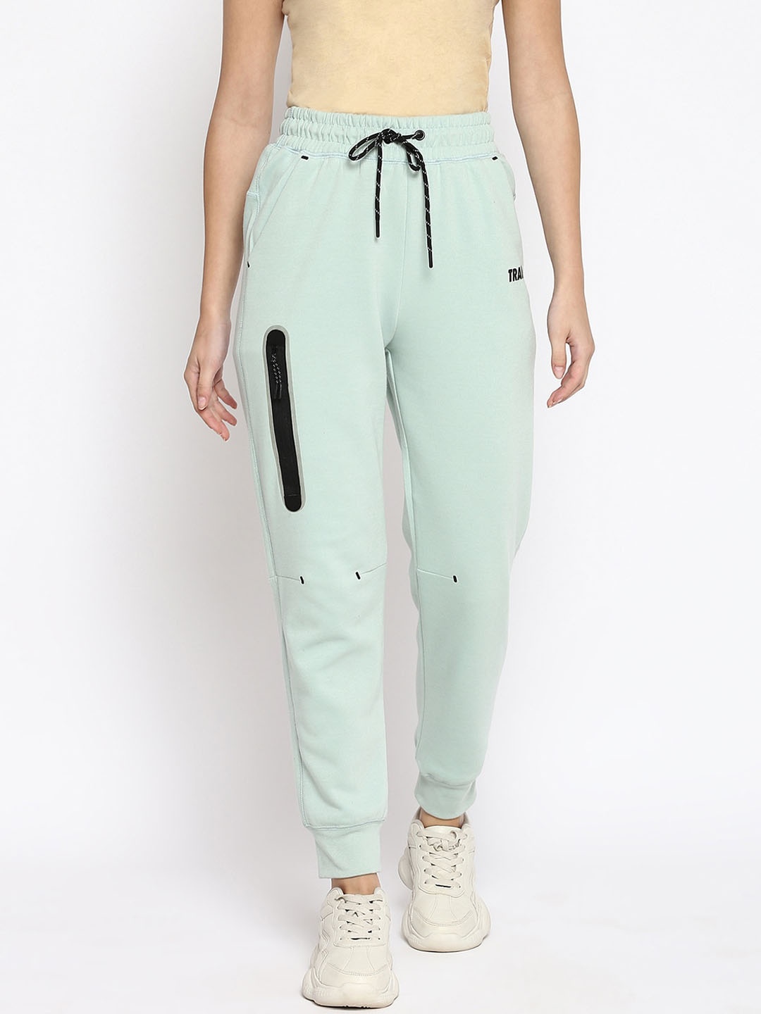 

R&B Women Green Solid Cotton Joggers