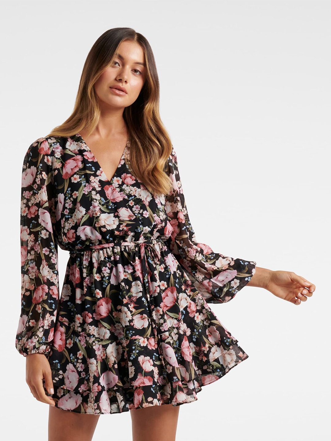 

Forever New Black Floral Mini Dress