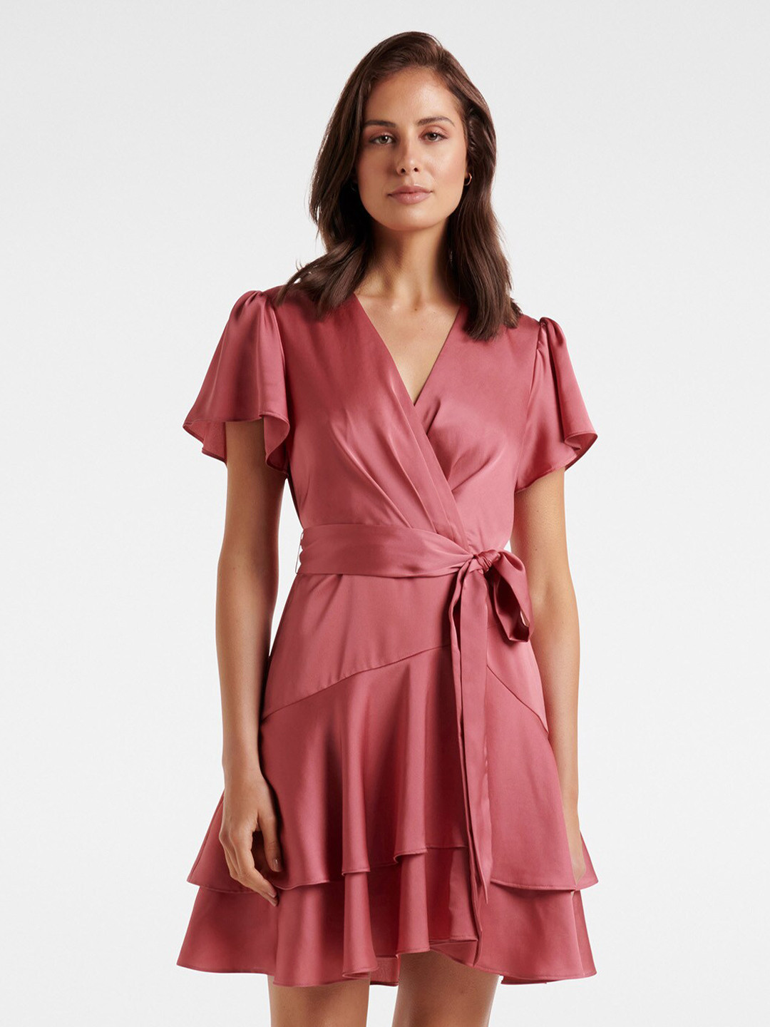 

Forever New Pink & plum Satin Dress