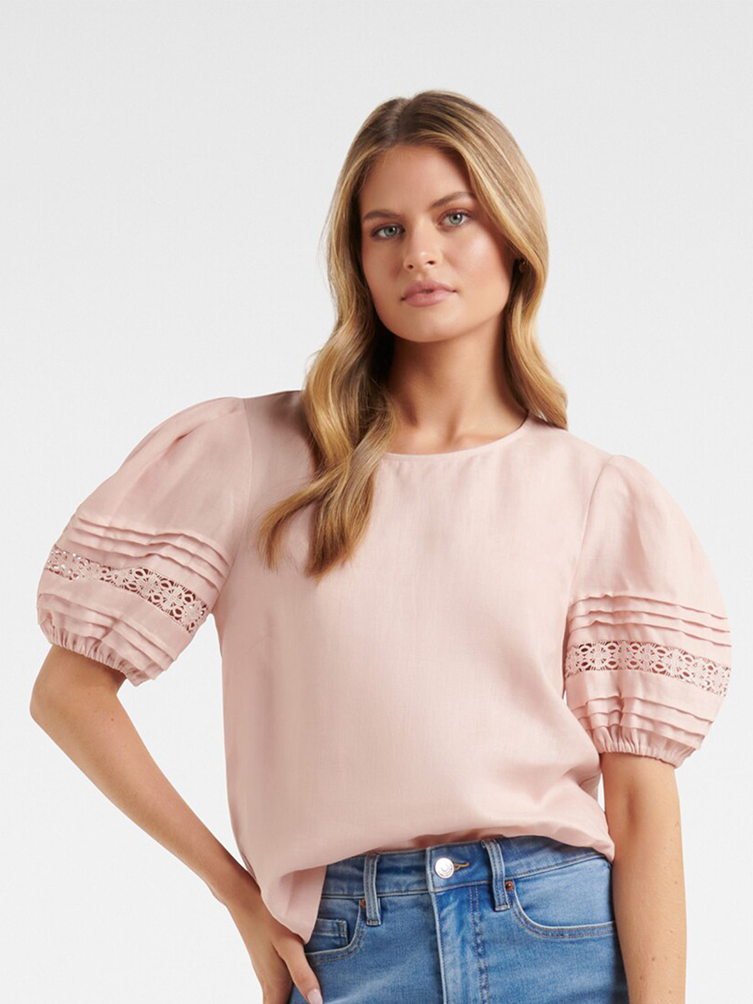 

Forever New women Pink Pure Linen Casual Top