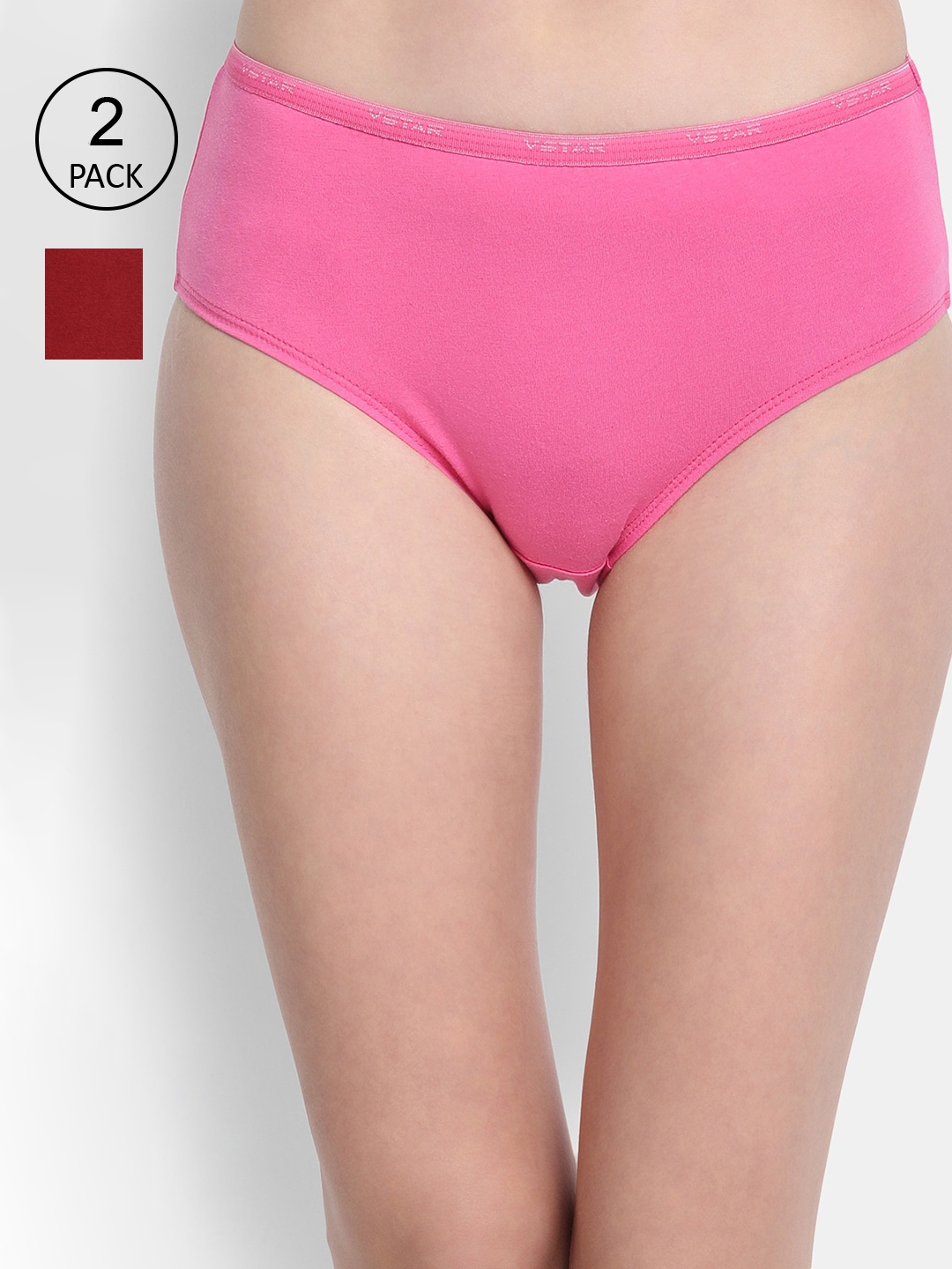 

VStar Women Pack Of 2 Bikini Cott Briefs, Maroon