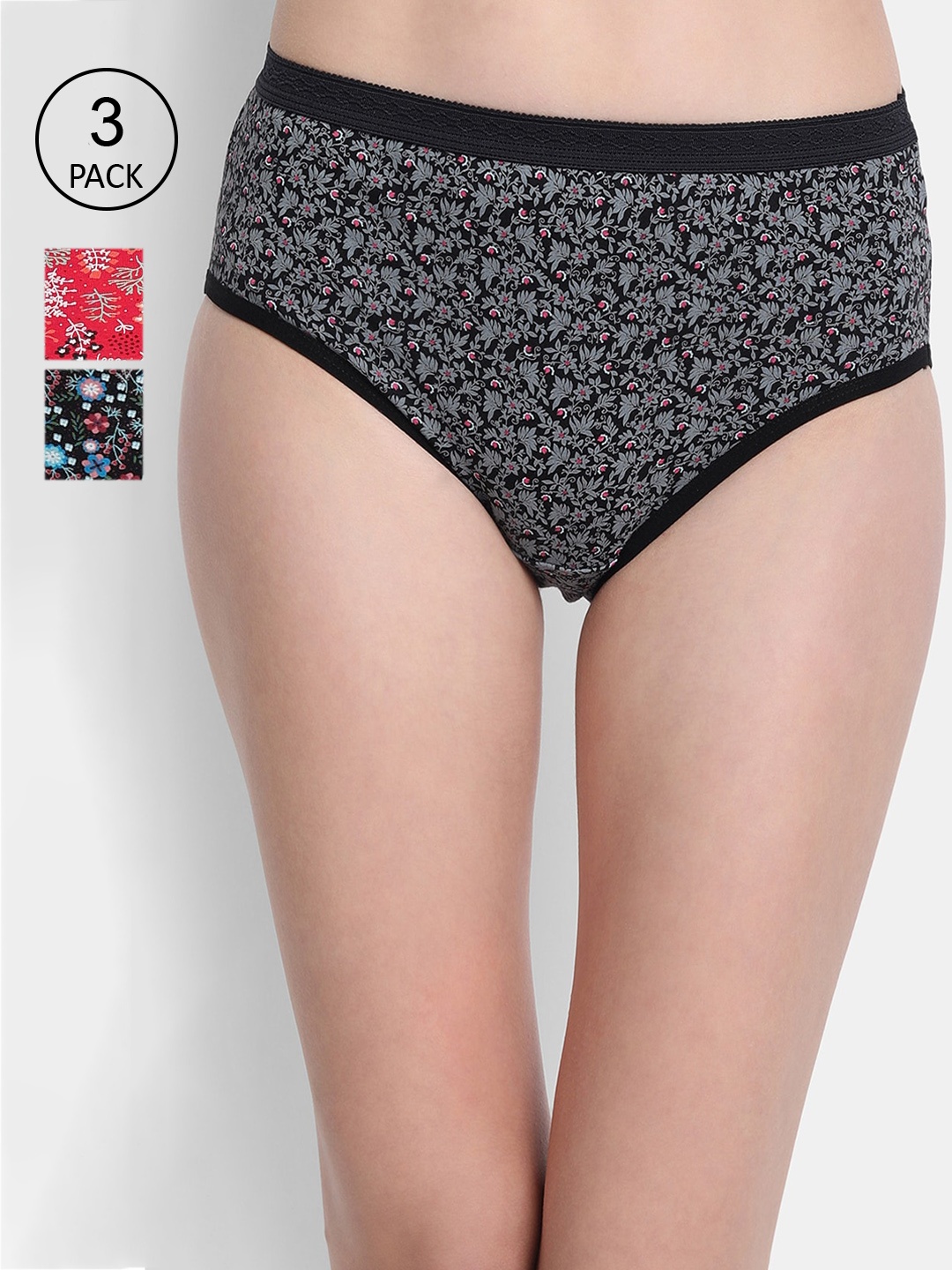 VStar Women Pack Of 3 Assorted Cotton Hipster Briefs