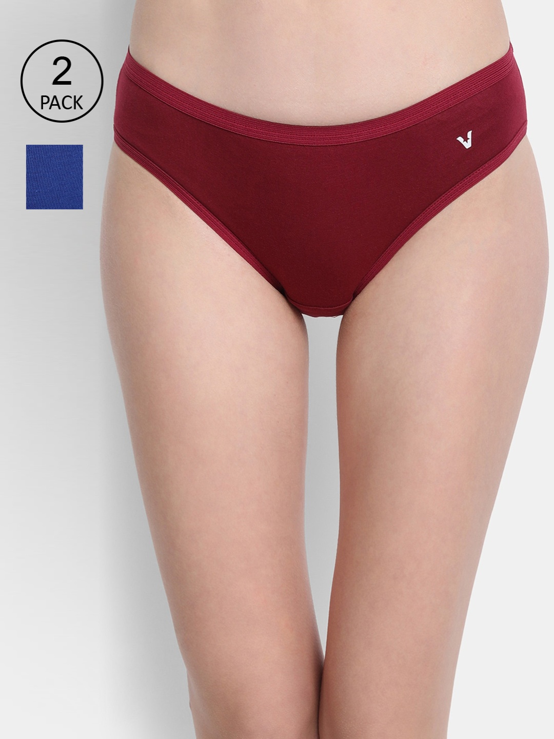VStar Women Pack Of 2 Assorted Pure Combed Cotton Bikini Briefs