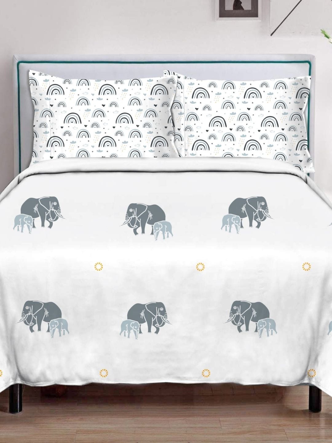 

Sleeping Owls- because your sleep matters White & Grey King Bedsheet with 2 Pillow Covers