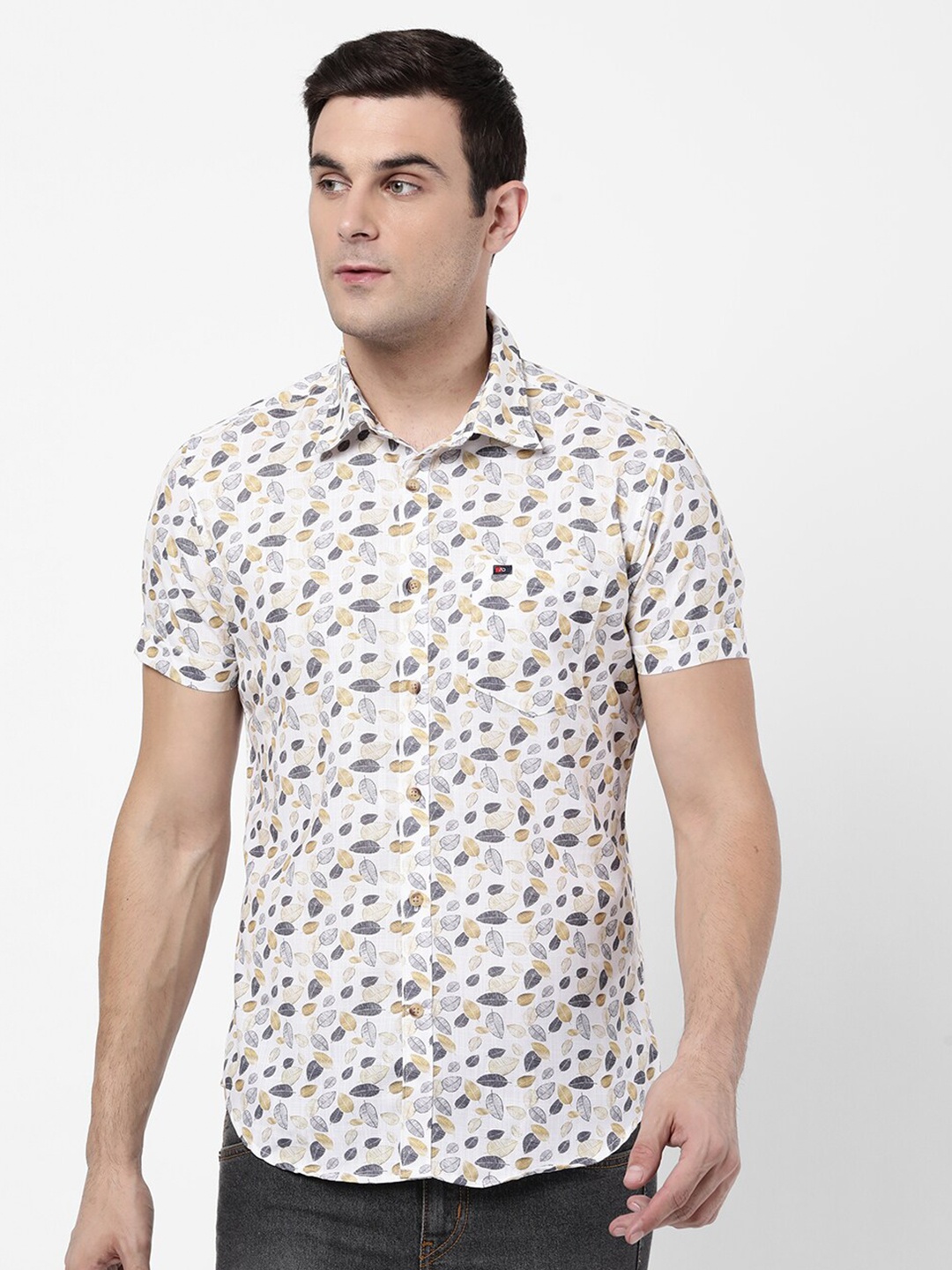 

AD By Arvind Men White Slim Fit Printed Casual Shirt